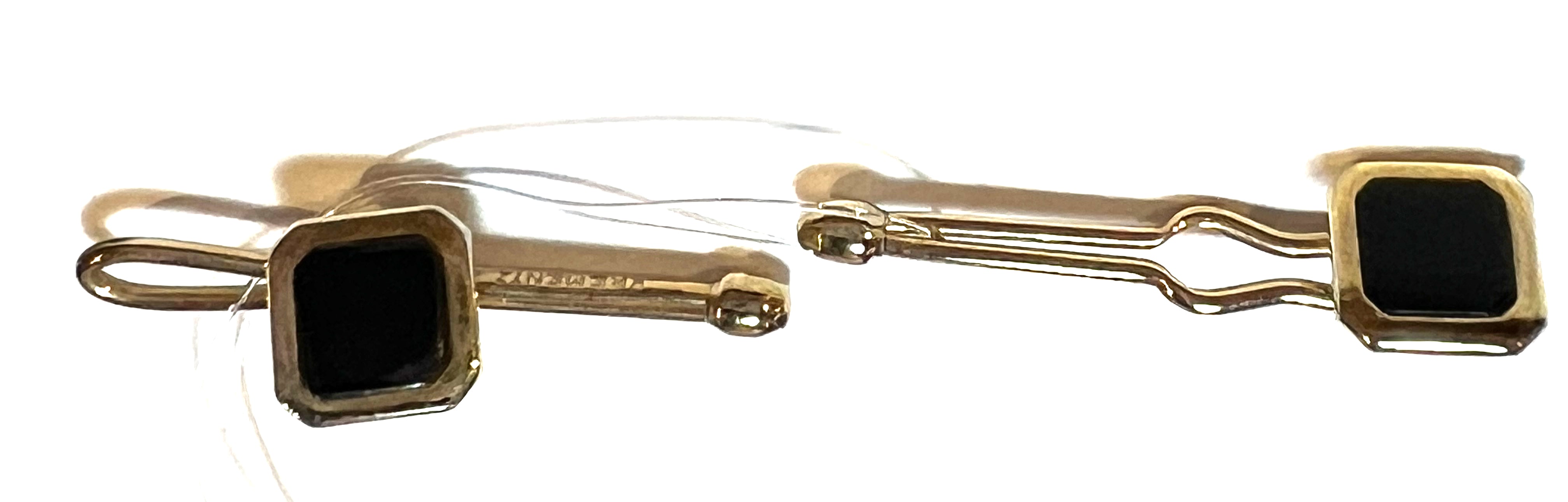 10kt yellow gold cufflinks with square black onyx stones
