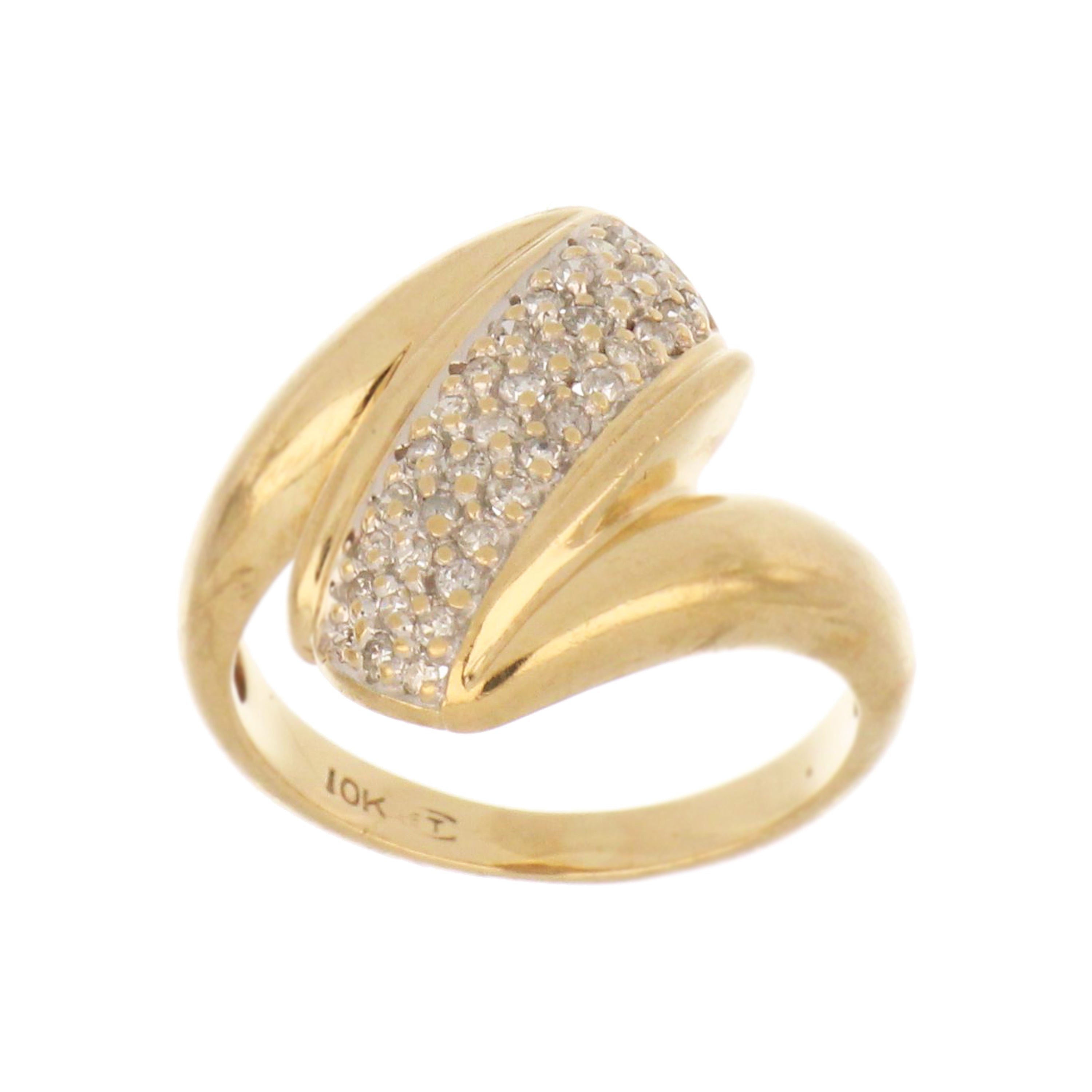 10kt yellow gold diamond pave ring, size 4.25