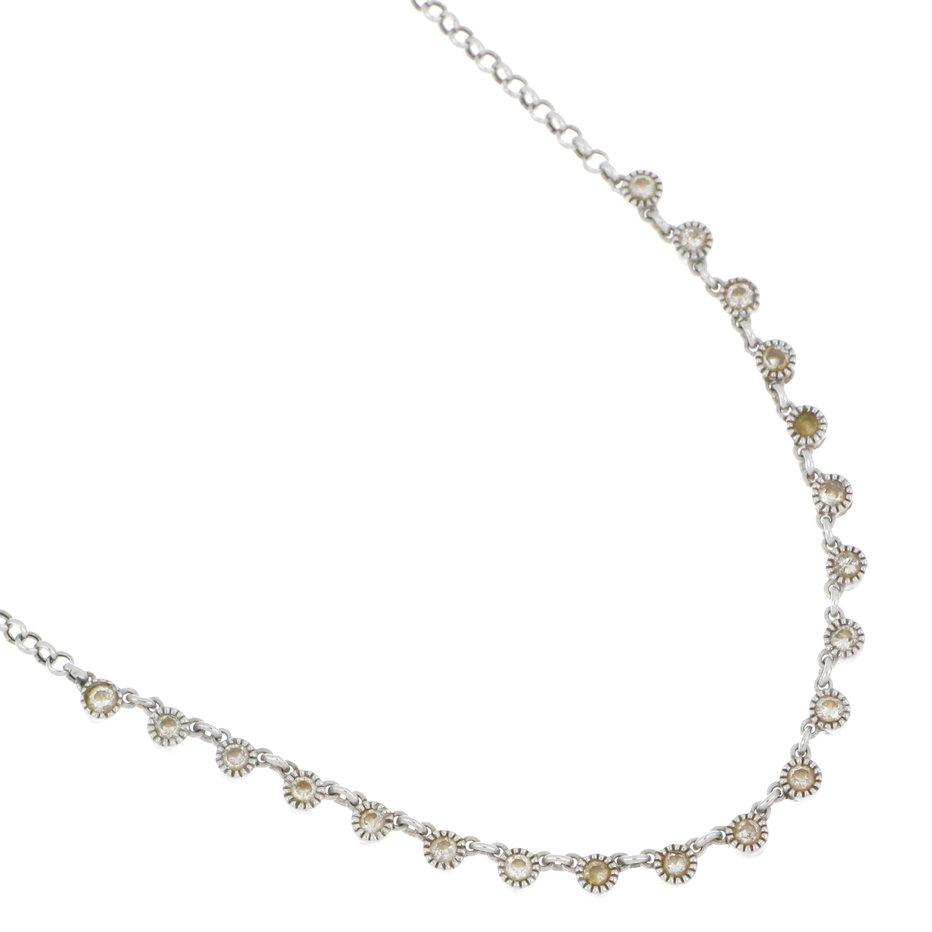 14kt white gold diamond necklace with 20 full-cut stones, pre-owned