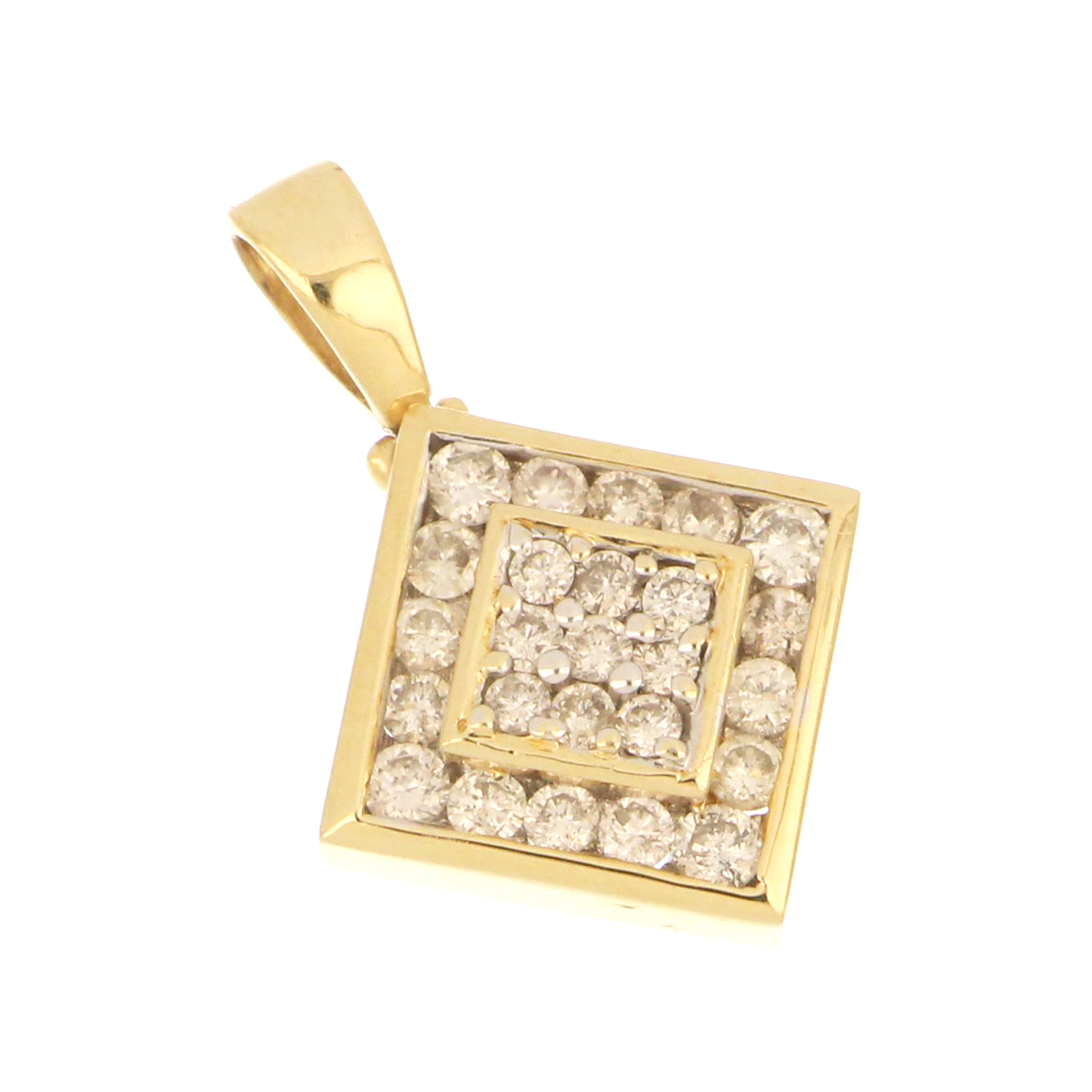 14kt yellow gold diamond pendant with 25 round stones, 0.50cttw