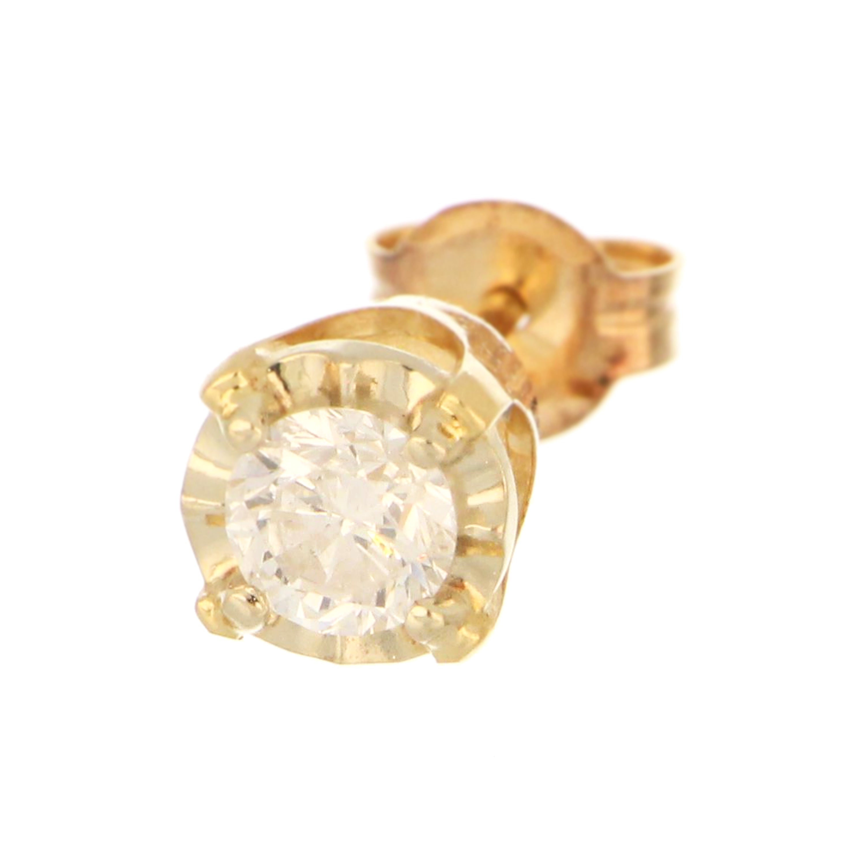 14kt yellow gold diamond stud earring, 0.25ct round brilliant
