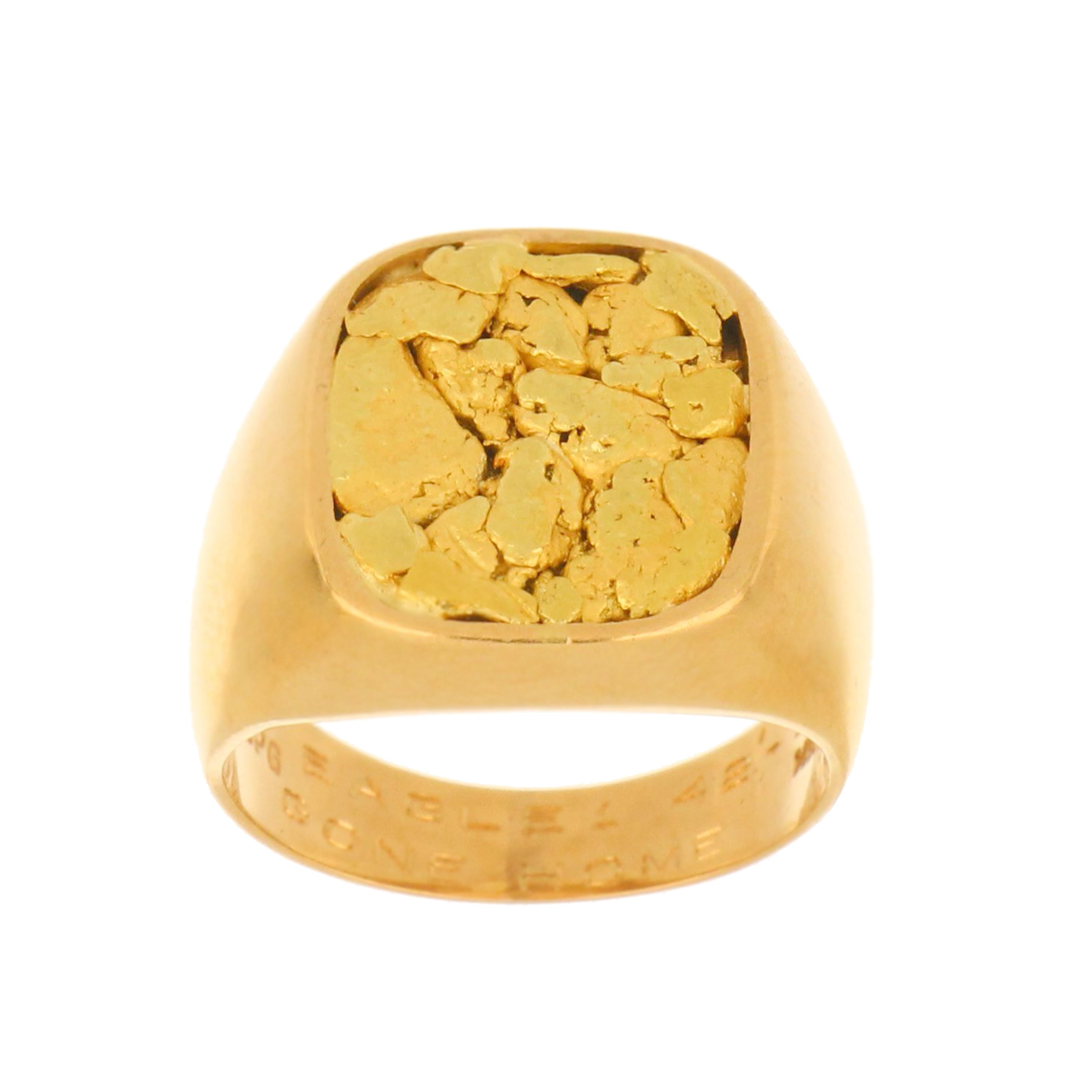 14kt yellow gold nugget ring with natural gold texture, 11.63g
