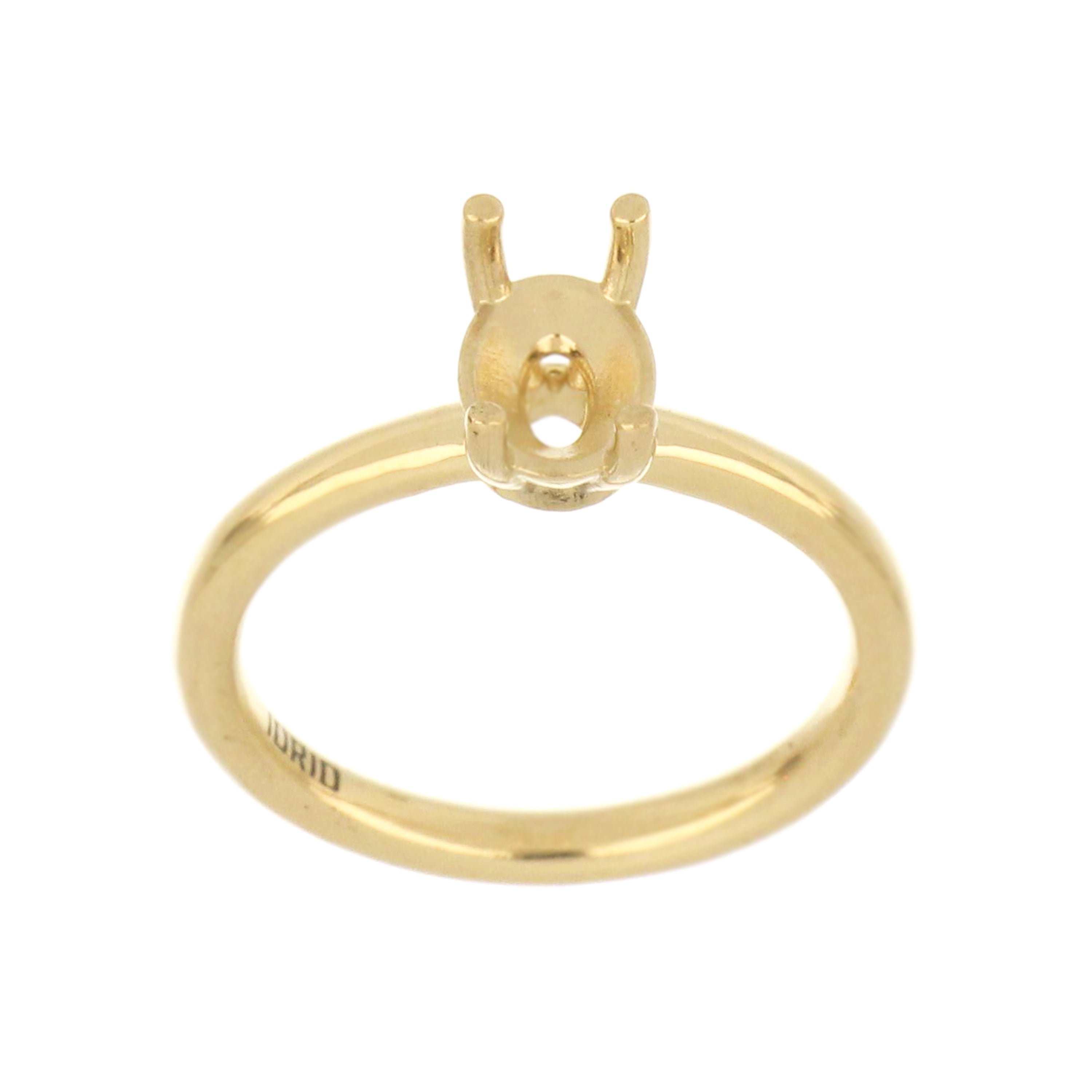 14kt yellow gold solitaire ring mounting for oval or marquise 9x7mm stone, 4-claw prong setting.