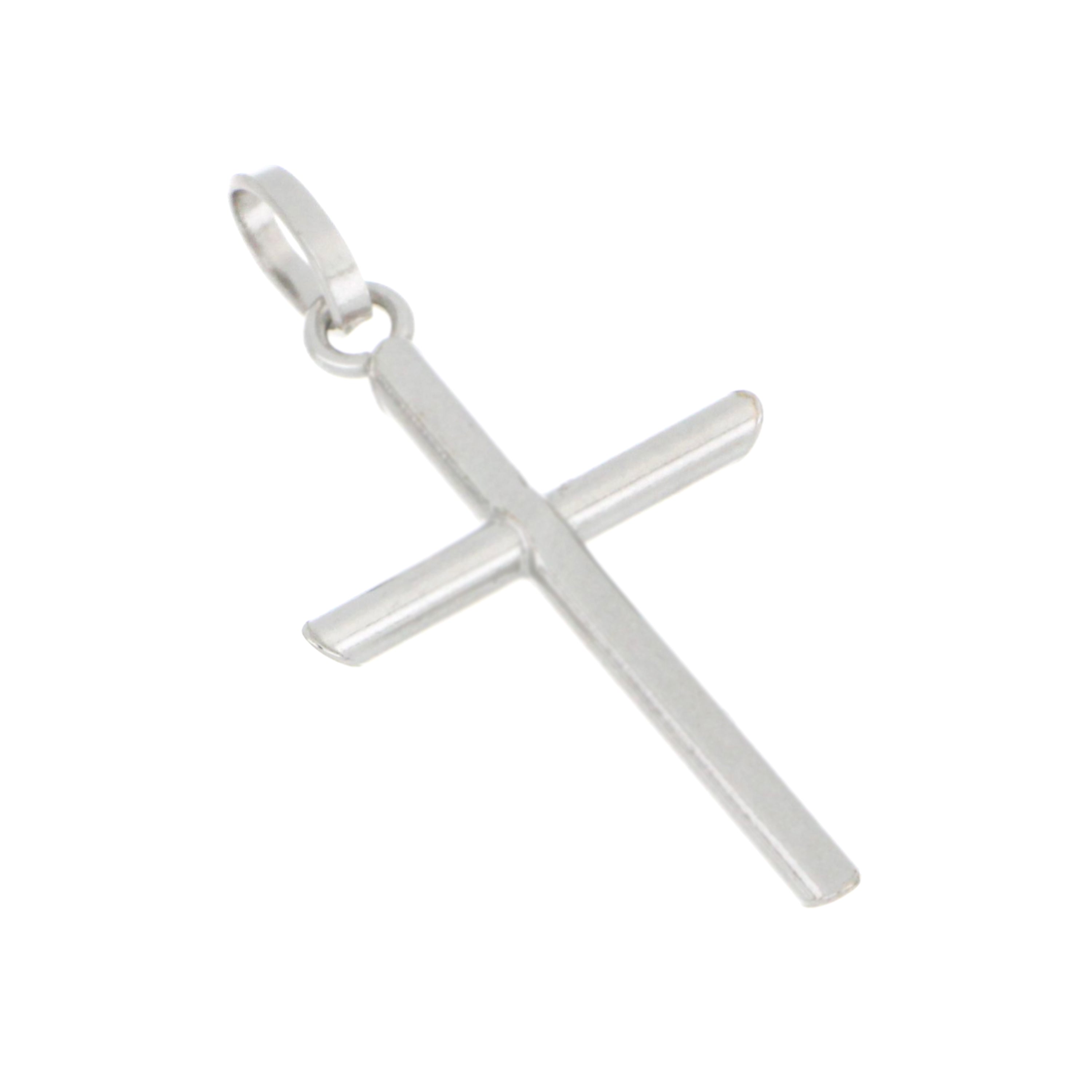 18kt white gold cross pendant, minimalist design, 1.95 grams
