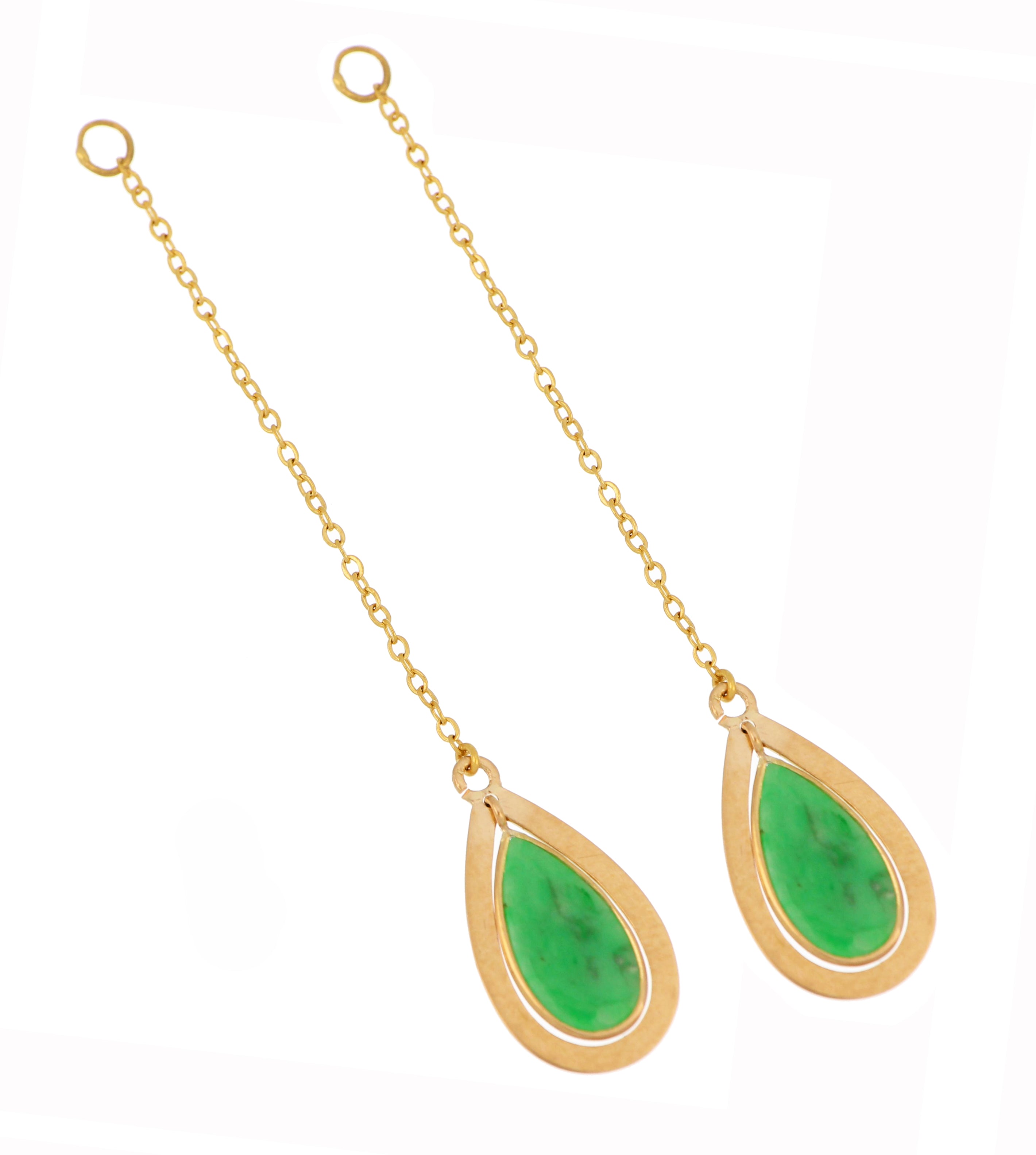 18kt Yellow Gold Jadeite Jade Earring Jacket