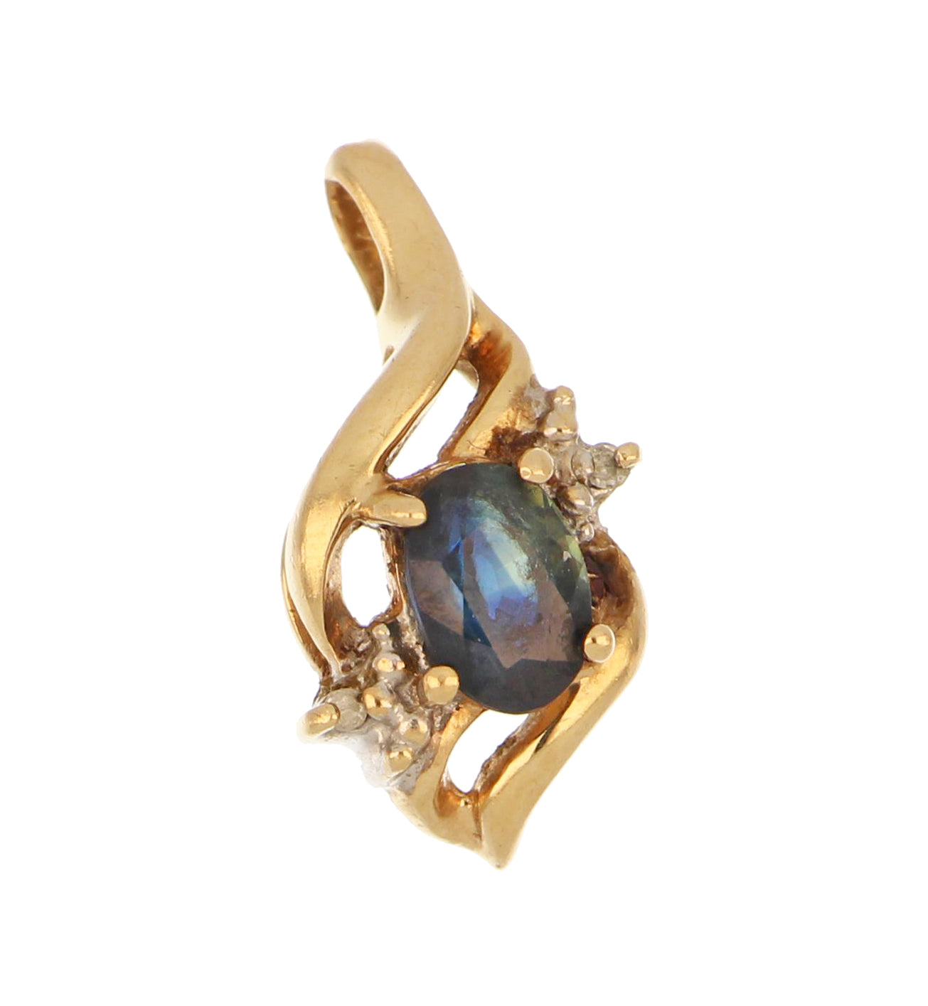 10kt Yellow Gold Blue Sapphire Pendant