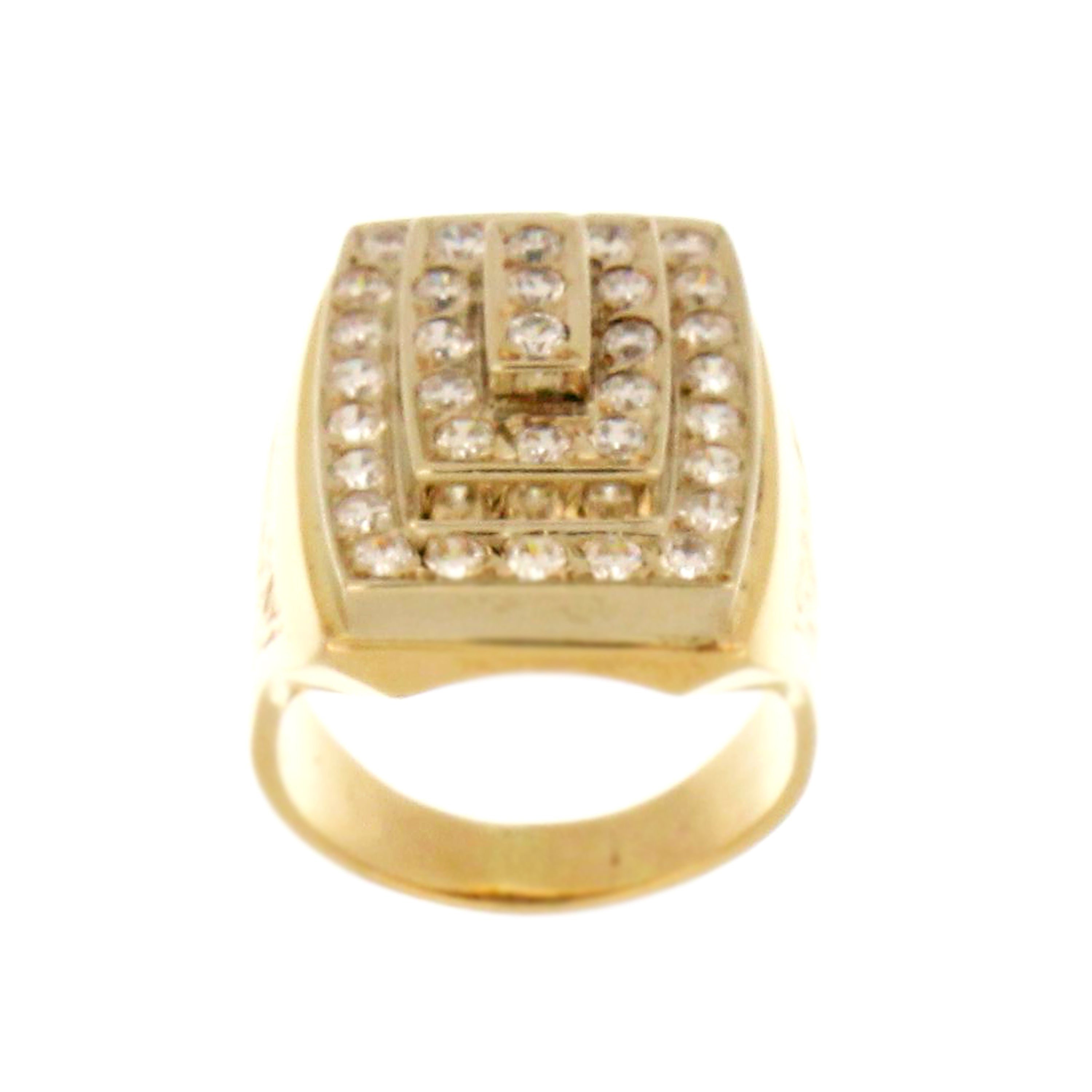 10kt yellow gold men’s ring with square CZ setting, size 11