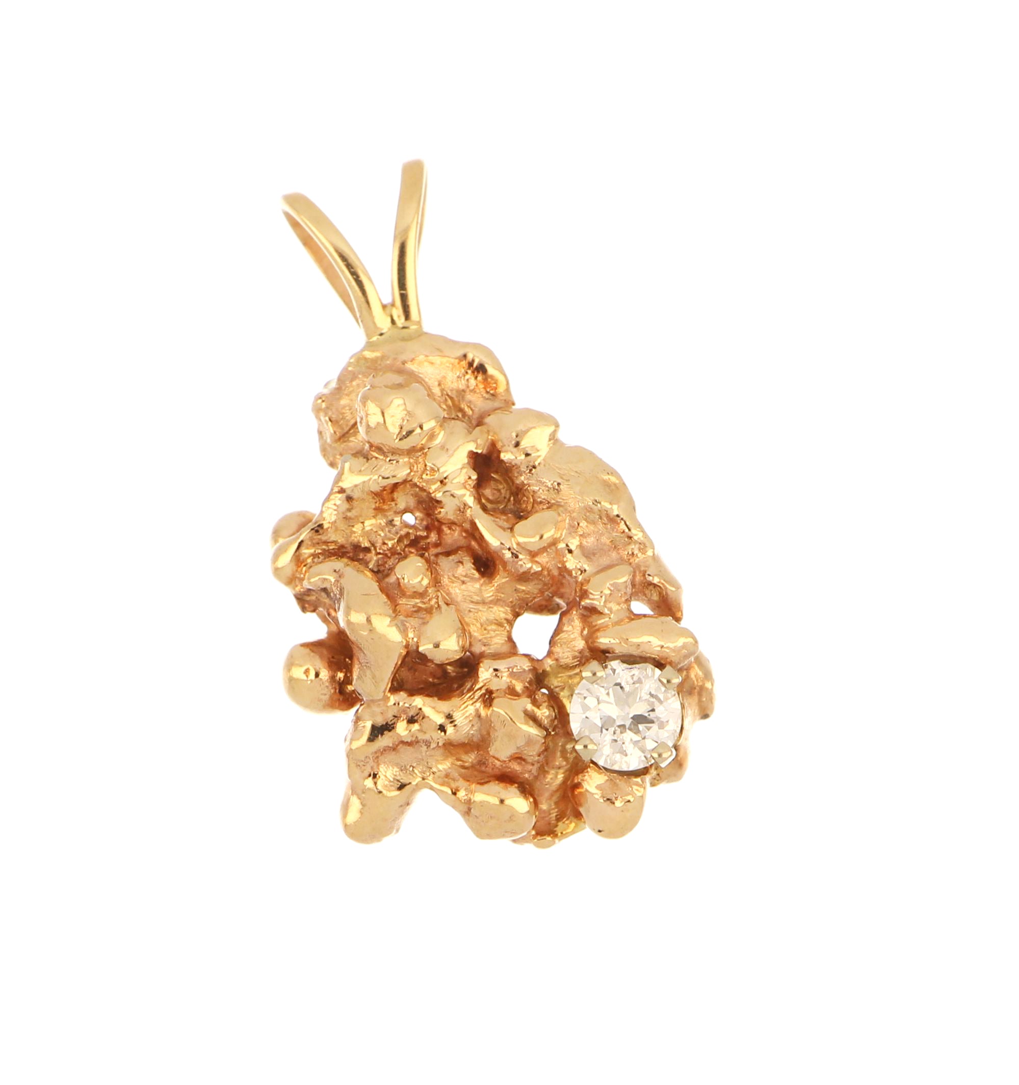 11kt Yellow Gold Man-made Nugget Pendant with Diamond