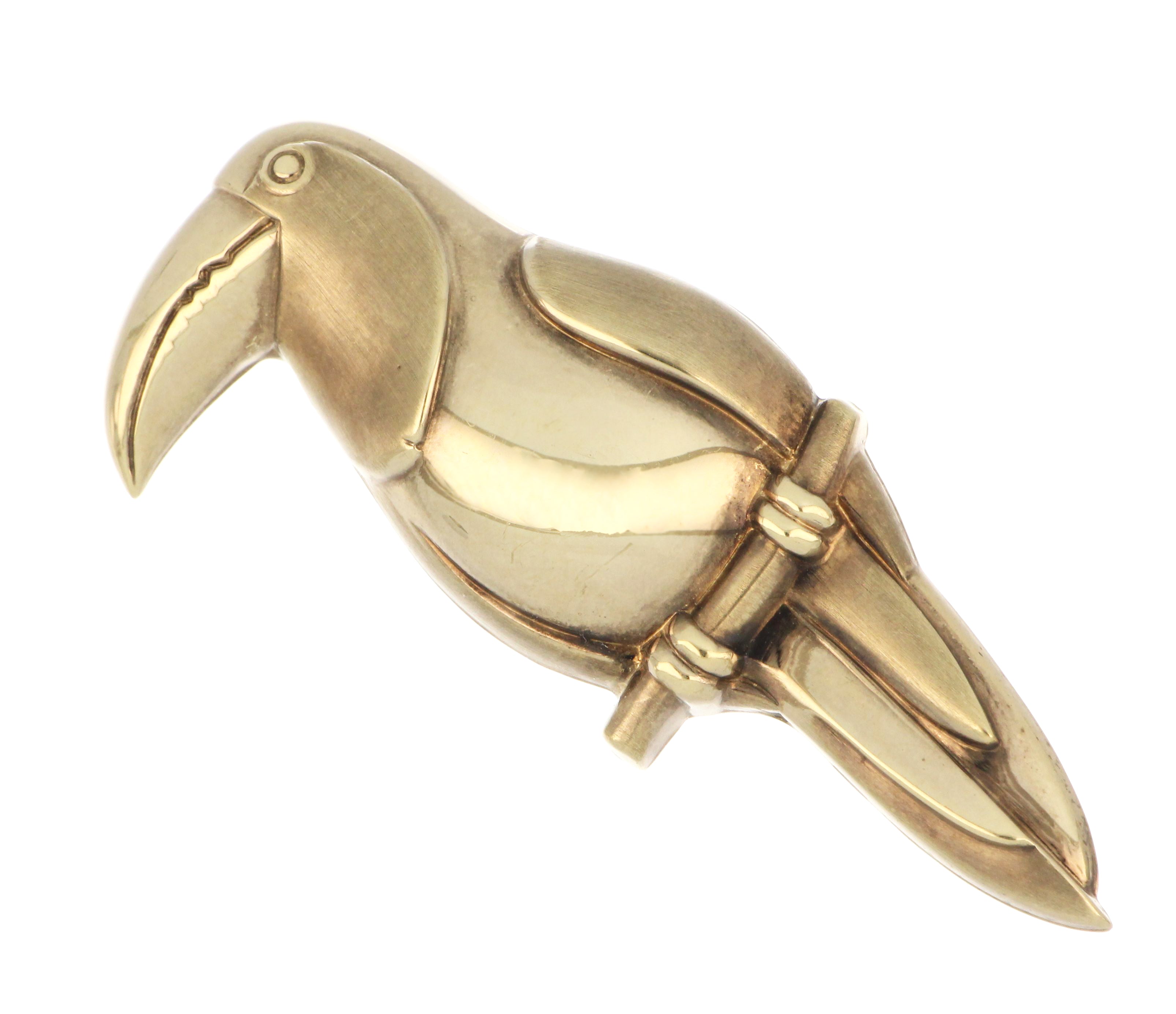 14kt white gold bird brooch front view, 5.57 grams, vintage collectible jewelry