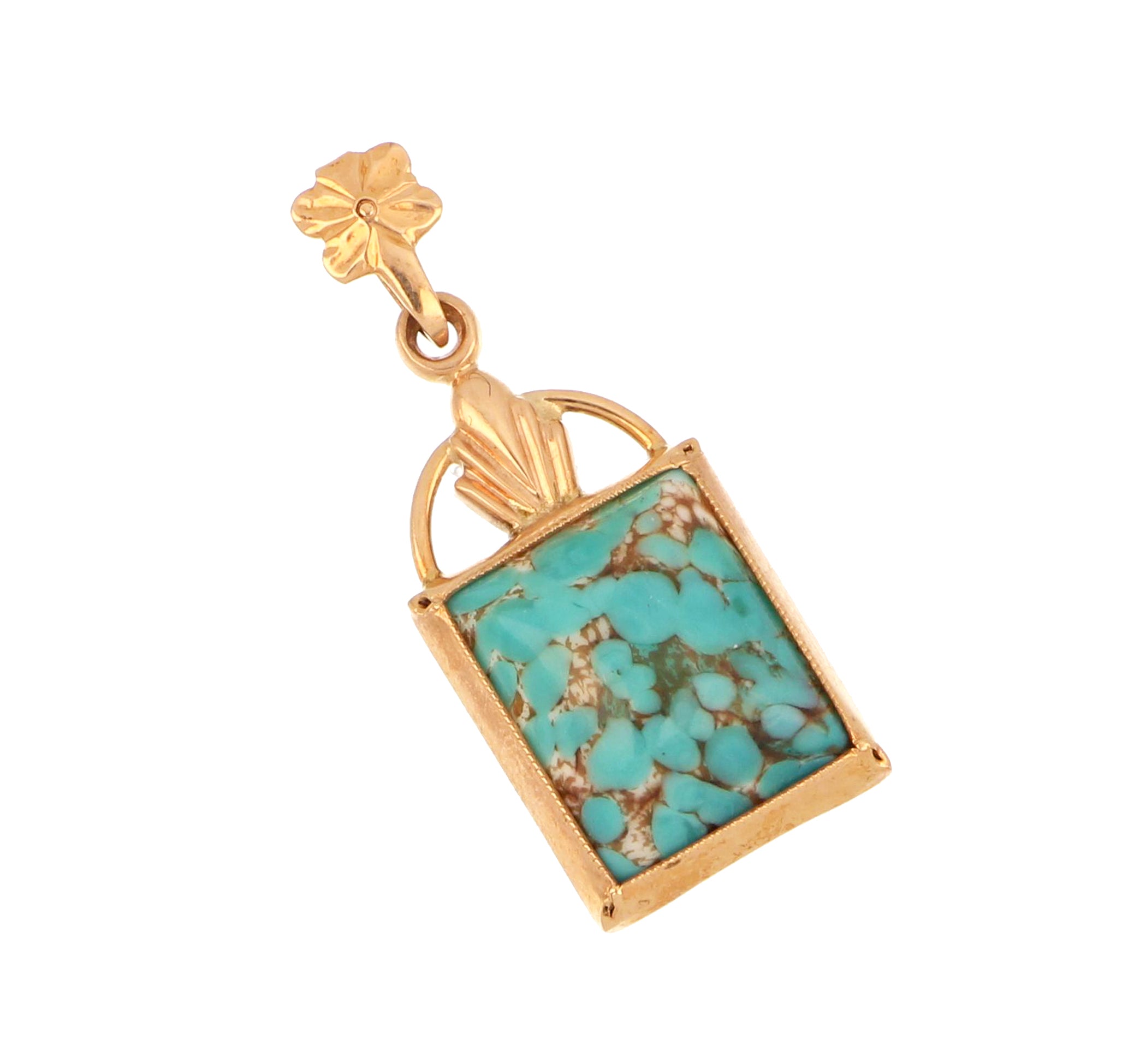 10kt Yellow Gold Turquoise Pendant