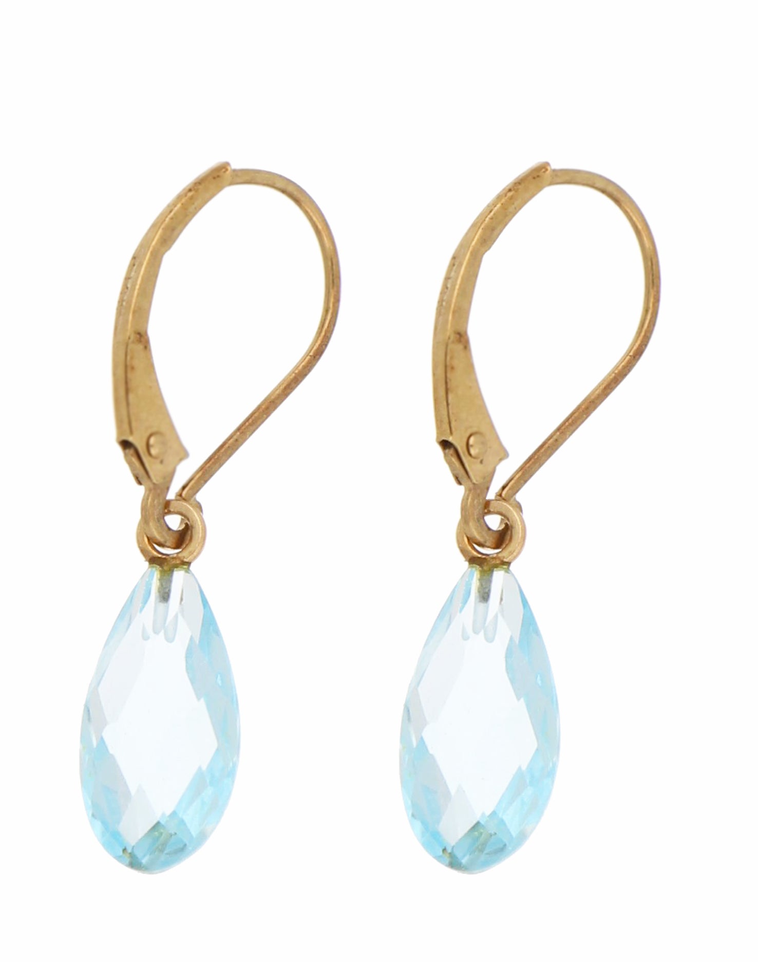 14kt Yellow Gold Dangling style Blue Topaz Earring