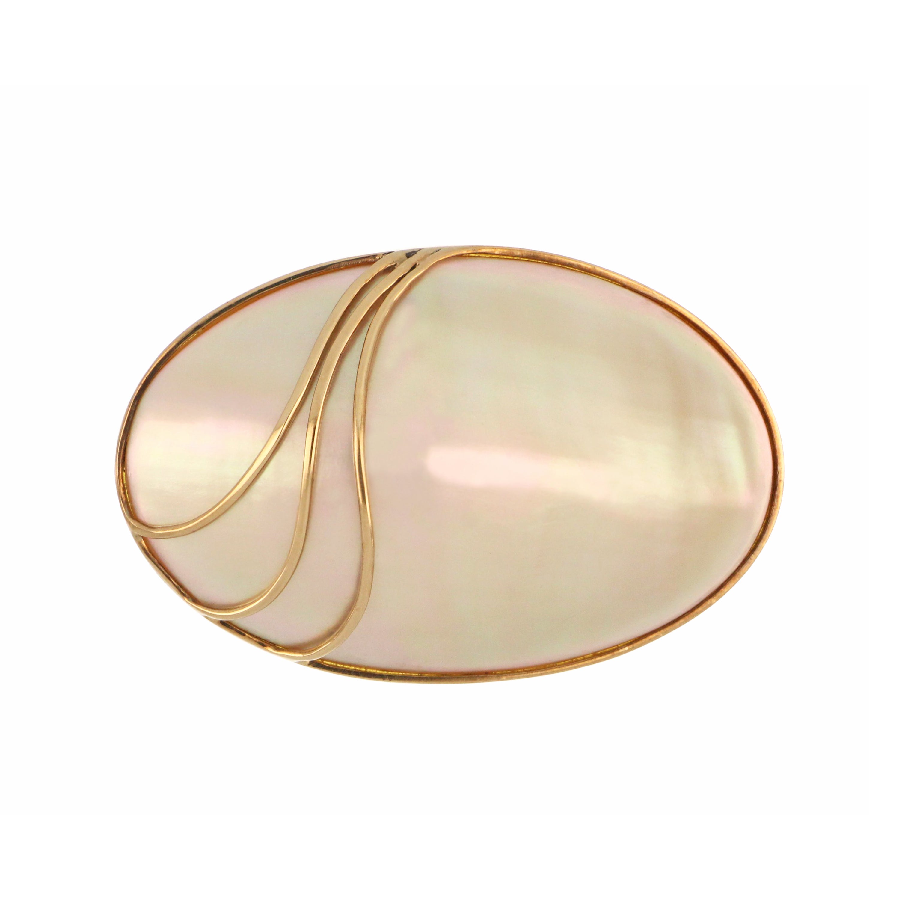 Back view of 10kt yellow gold pendant brooch, showcasing clasp mechanism and solid construction