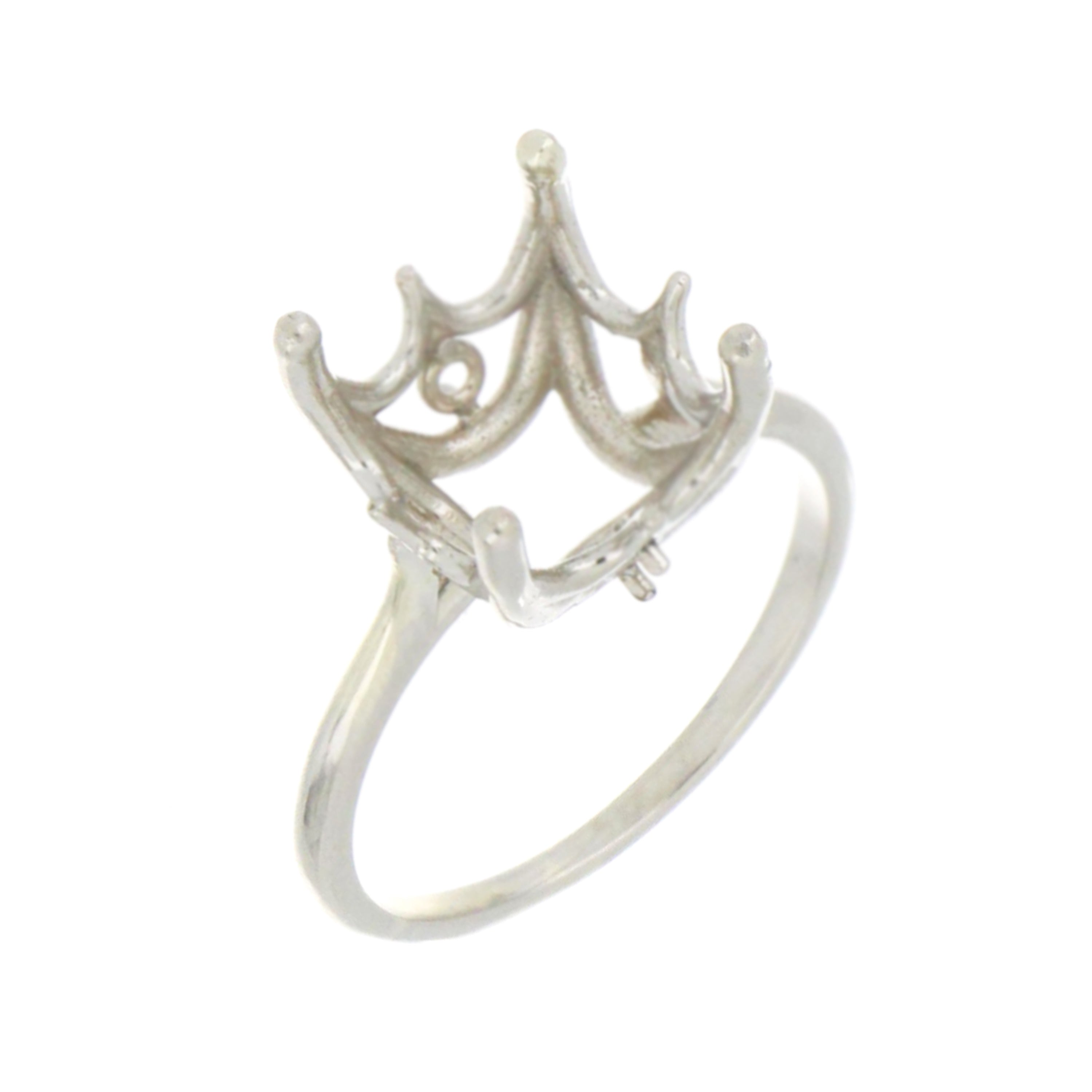 14kt white gold solitaire ring mounting, side angle showing 4-claw setting and polished shank, weight 2.47 grams