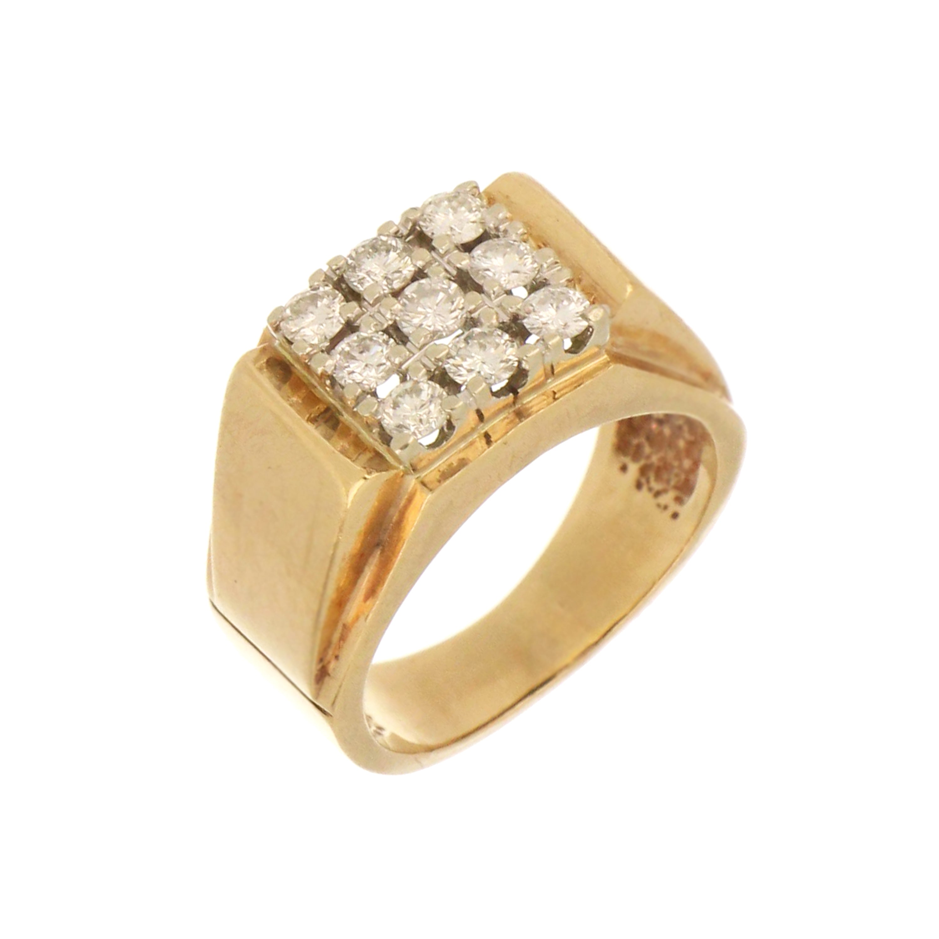 Vintage gold diamond band featuring 9 sparkling stones in grid-style setting