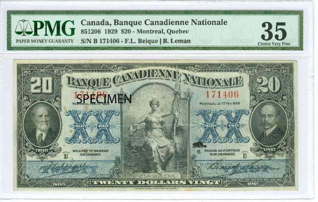 fullMatchVisibleBanque Canadienne Nationale, StainsVF35PMG