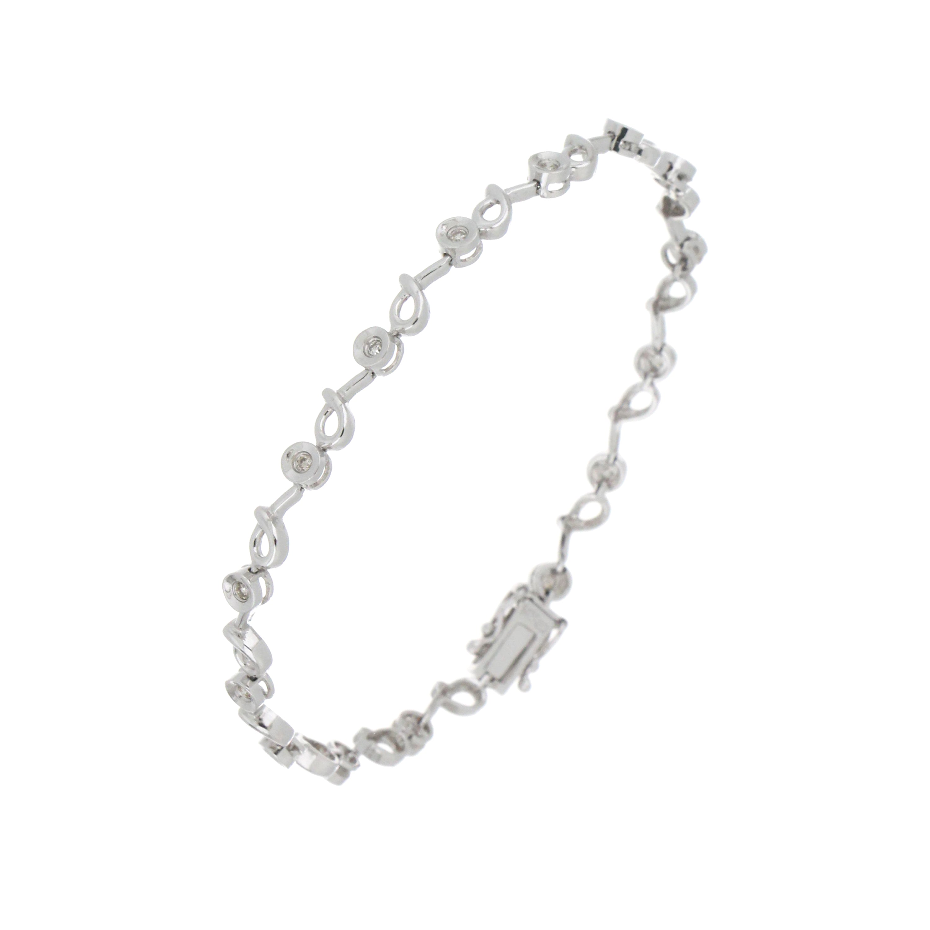 Full length 7.5 inch white gold diamond bracelet with 15 diamonds totaling 0.30 carats