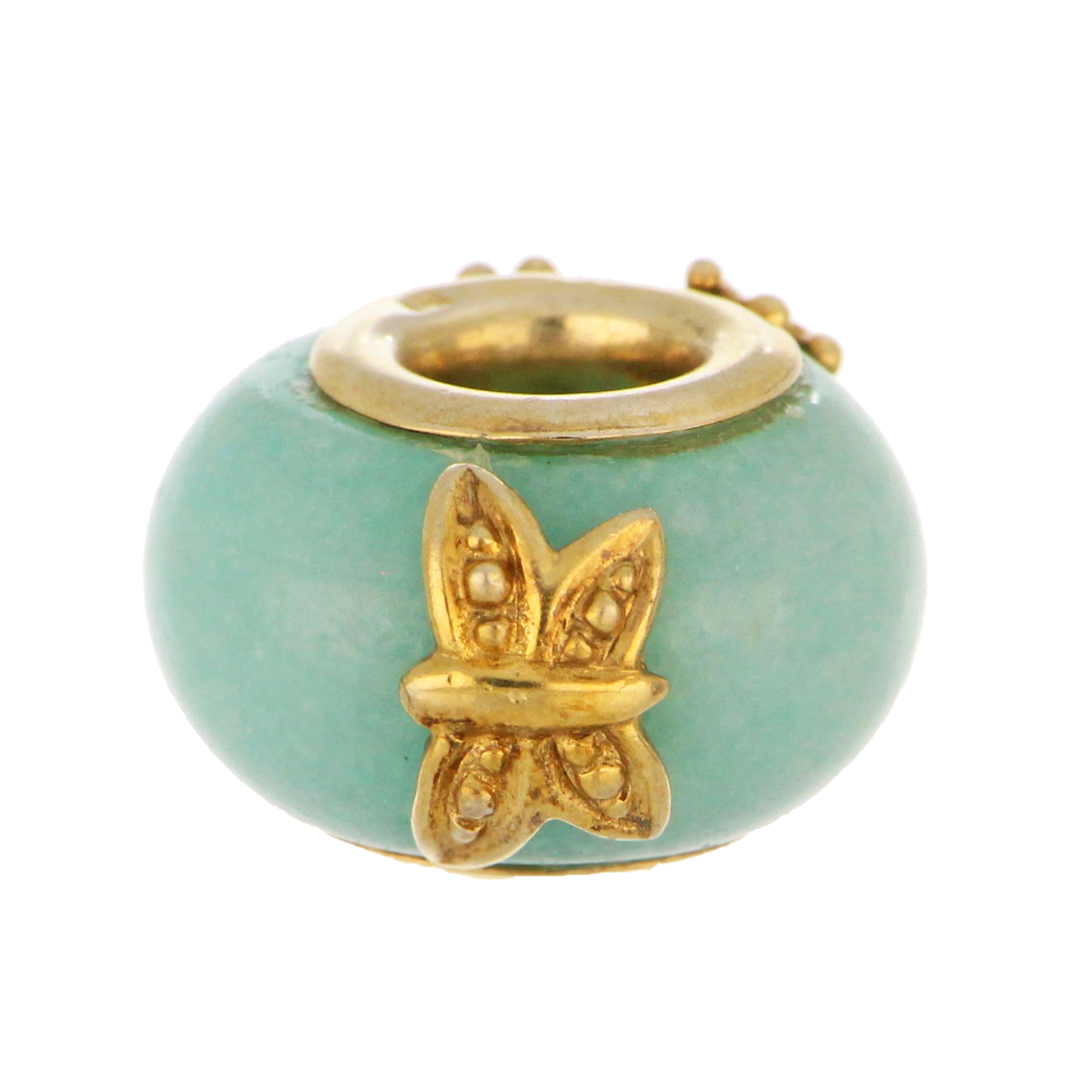 Detailed image of sterling silver pendant with blue quartz bead, highlighting the bead's clarity and silver craftsmanship