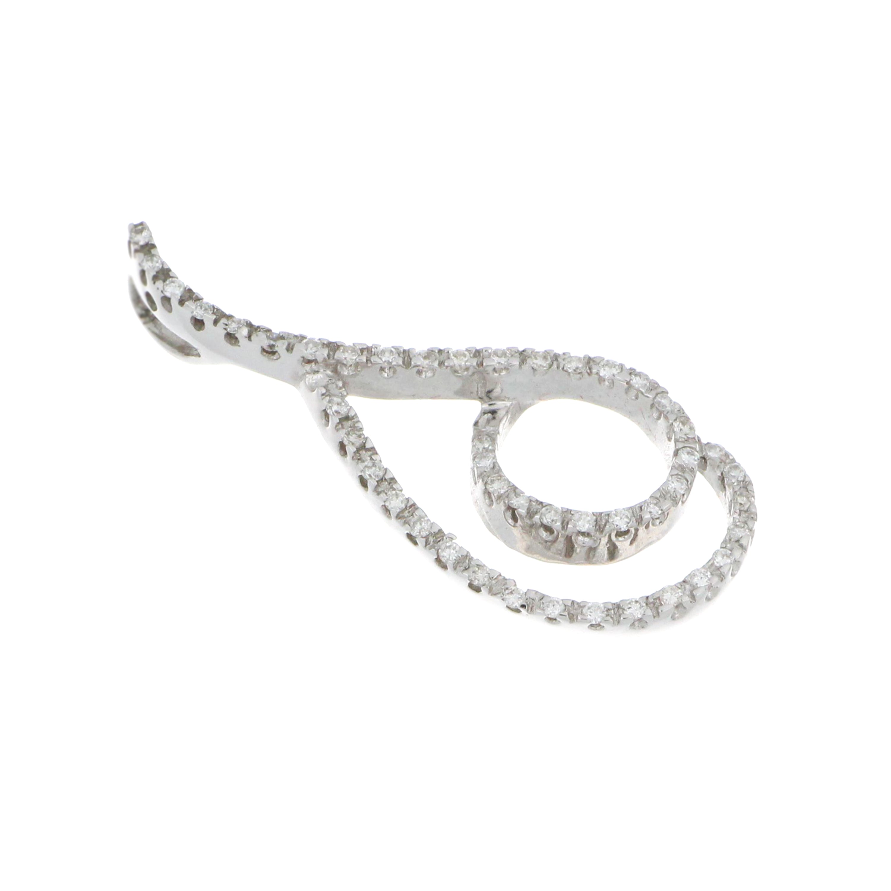 Front view of elegant white gold pendant with sparkling round diamonds, SI1 clarity, H-I color