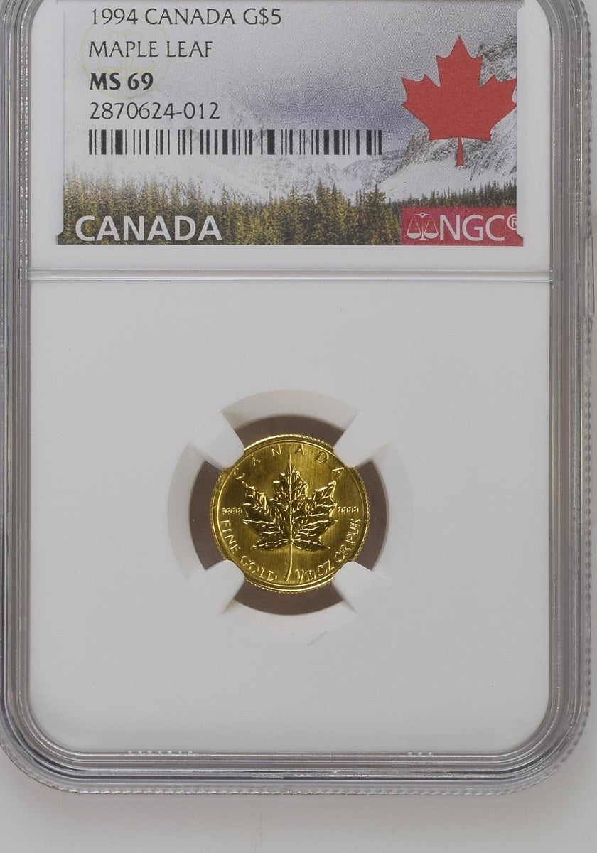 Canada Gold 1994 $5 Maple Leaf .1oz, .9999