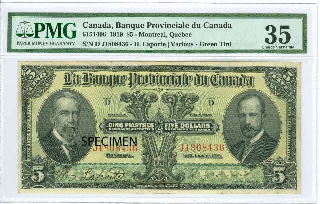 fullMatchVisibleLa Banque Provinciale du Canada, Small TearVF35PMG