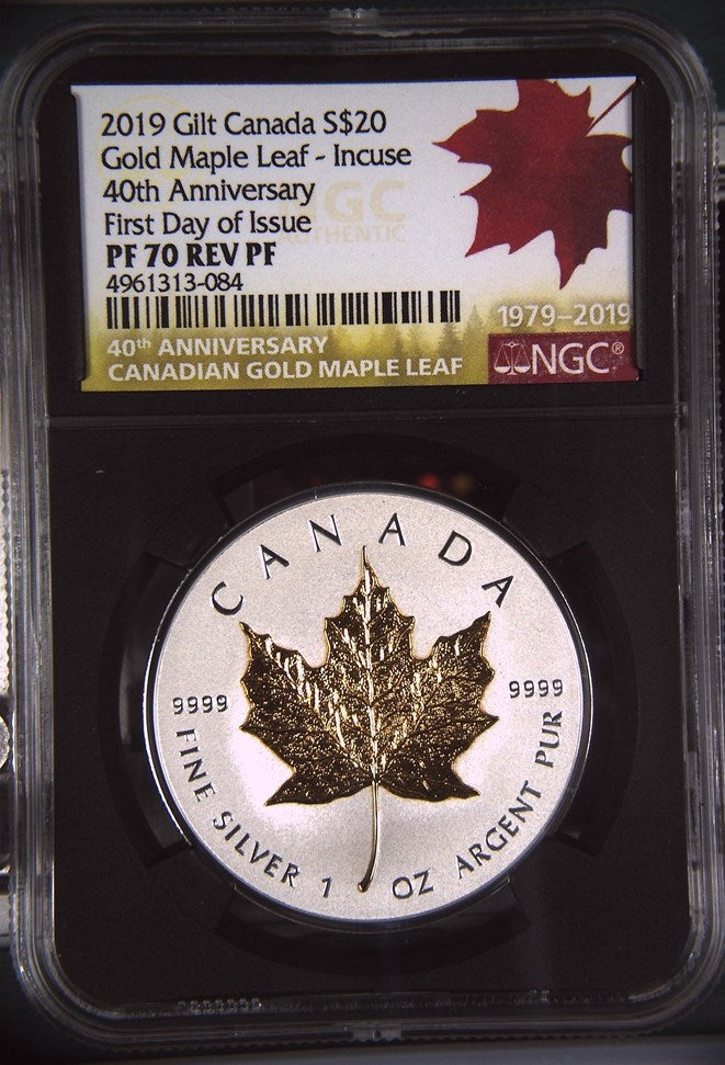 Canada Silver 2019 $20 40th Anniversary of the Gold Maple Leaf PF 1.02