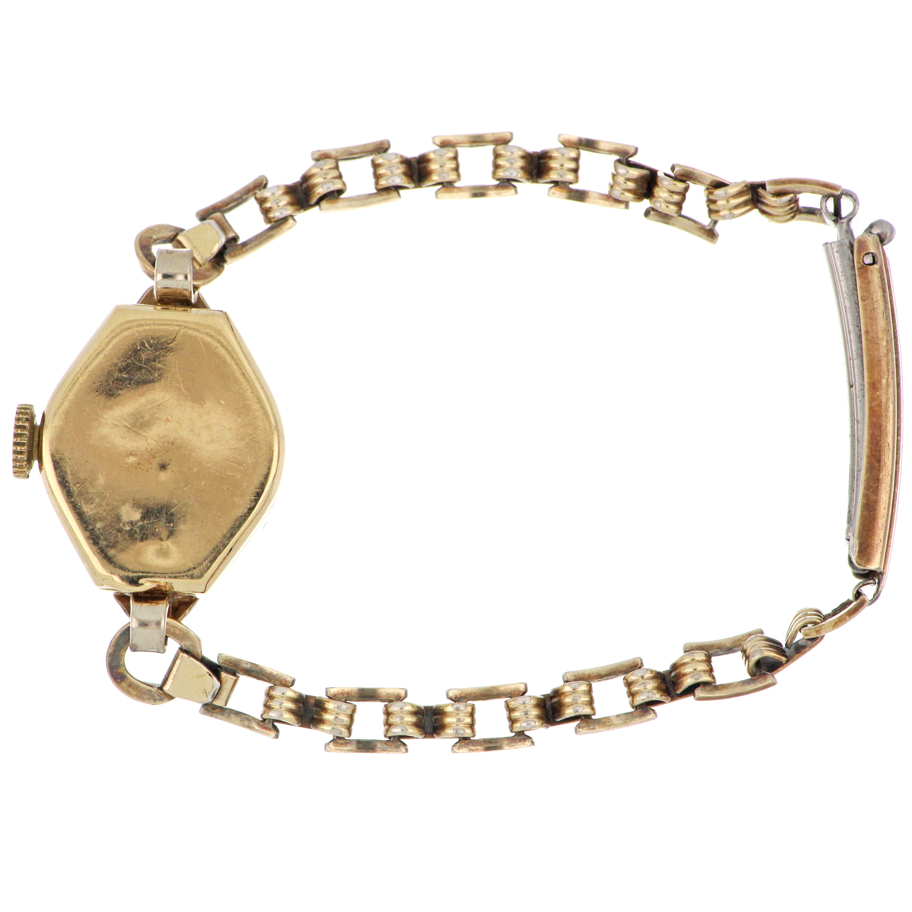 Antique Rolex box accompanying the ladies' 14kt yellow gold wristwatch