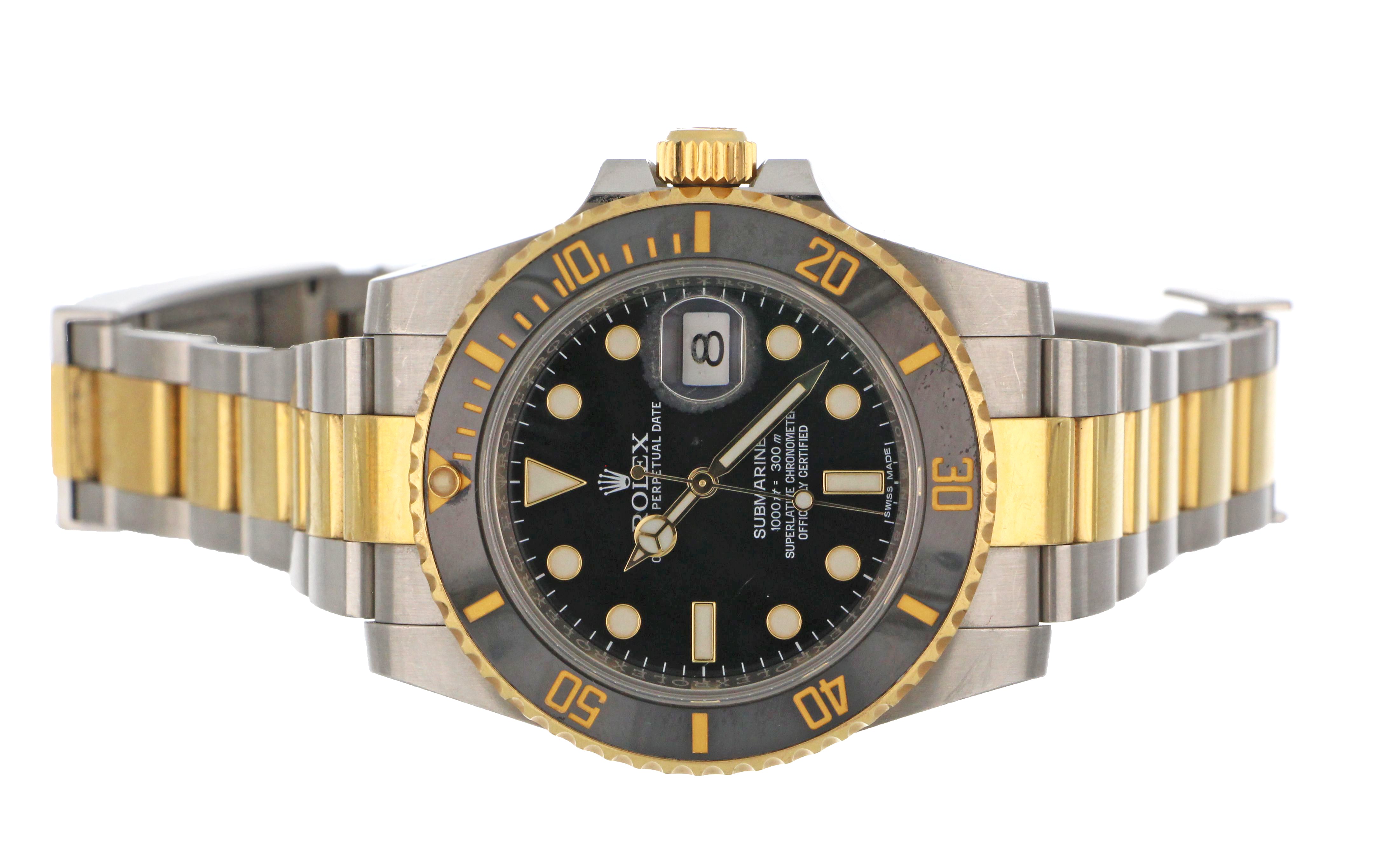 Rolex Submariner black dial and black ceramic bezel front angle