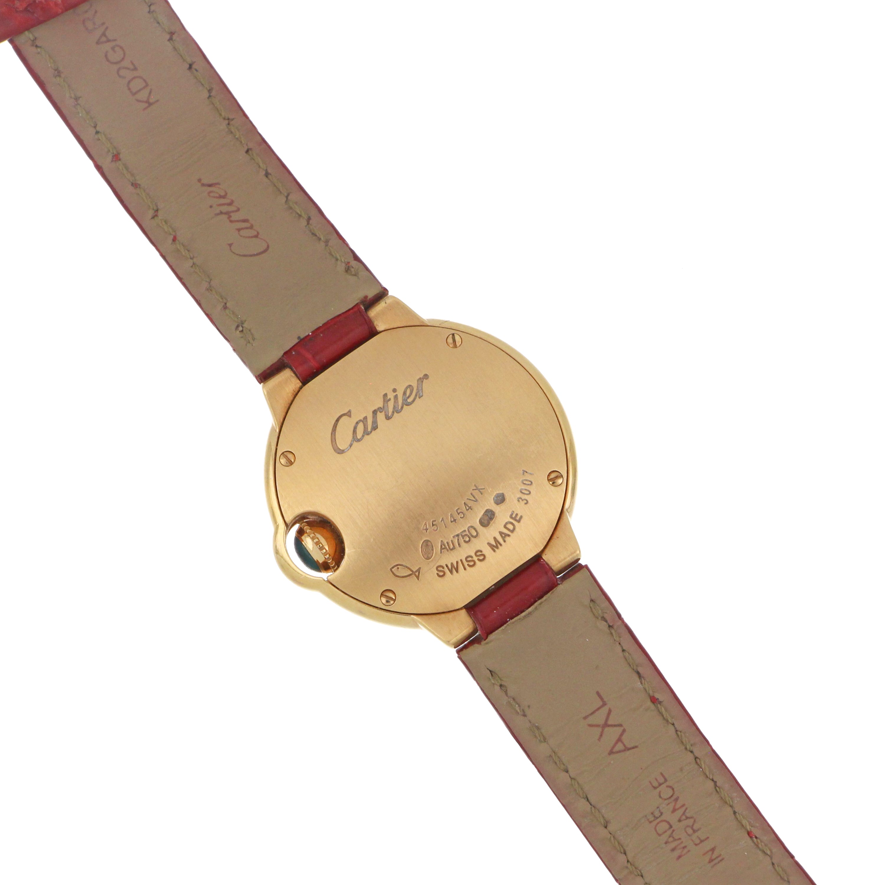 Original Cartier box and certificate accompanying the pre-owned Cartier Ballon Bleu watch