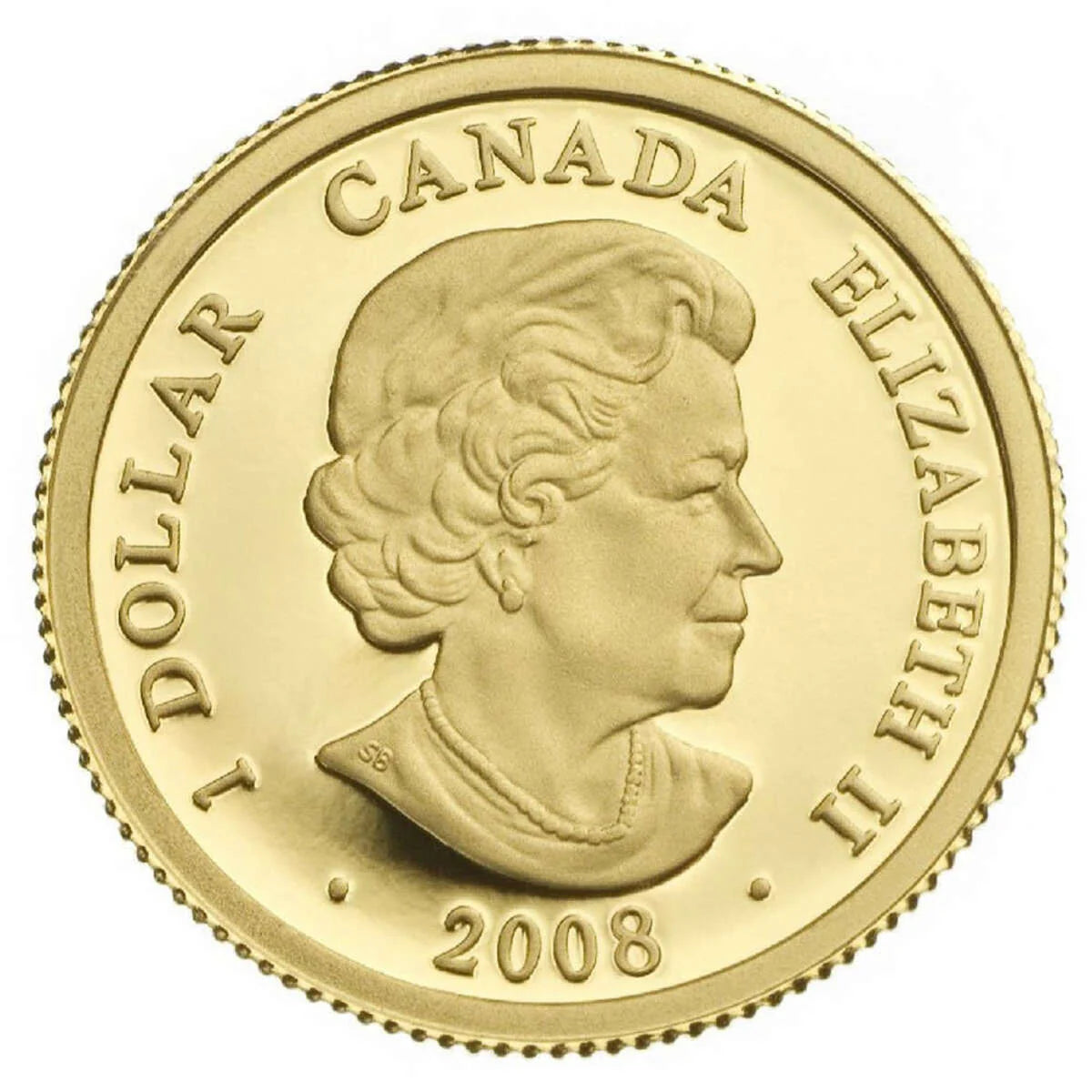 Reverse view of 2008 Canada gold Louis coin highlighting intricate design and .9999 gold purity