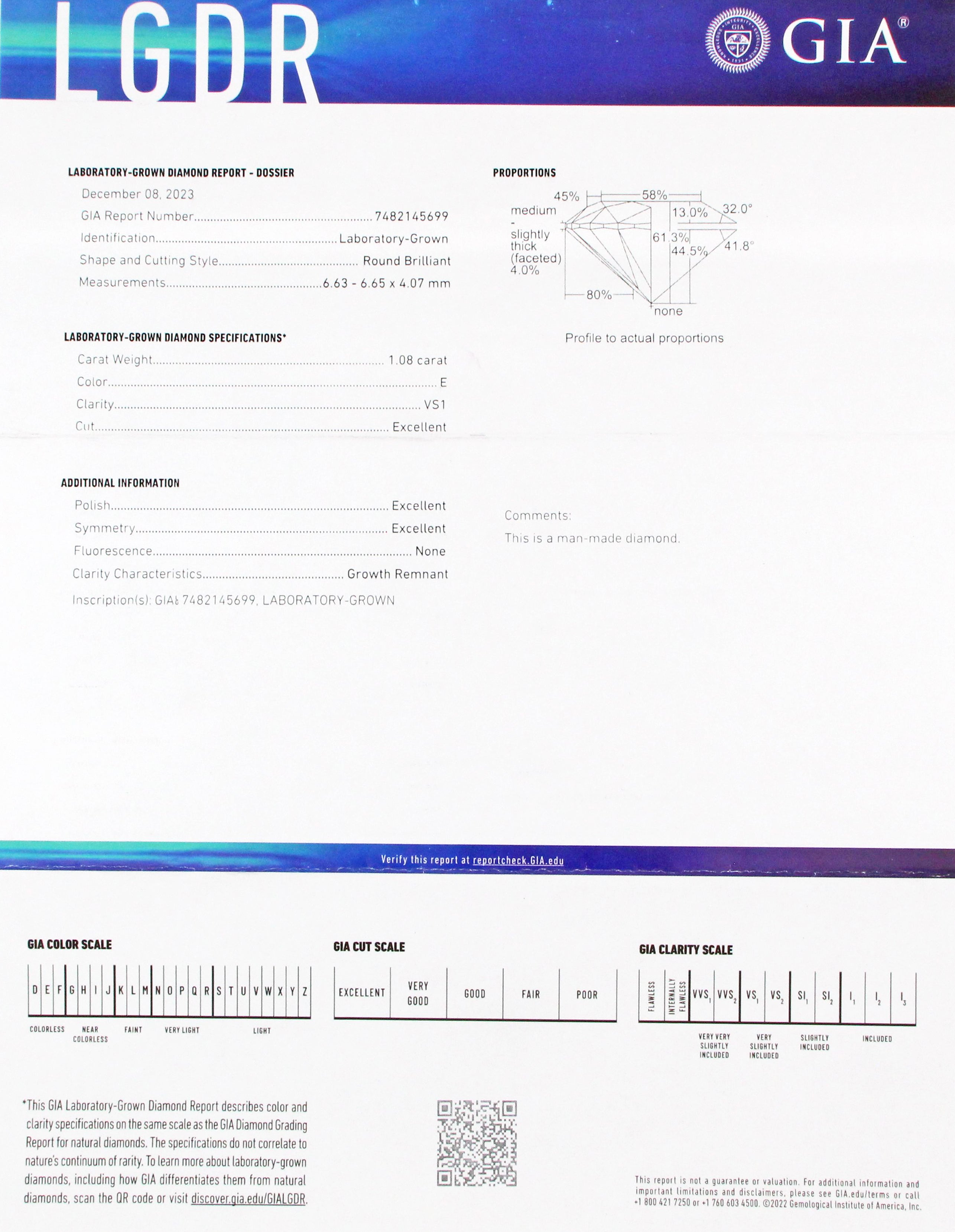 Elegant display of 14kt white gold ring with single round lab grown diamond, perfect for engagement or collectible jewelry