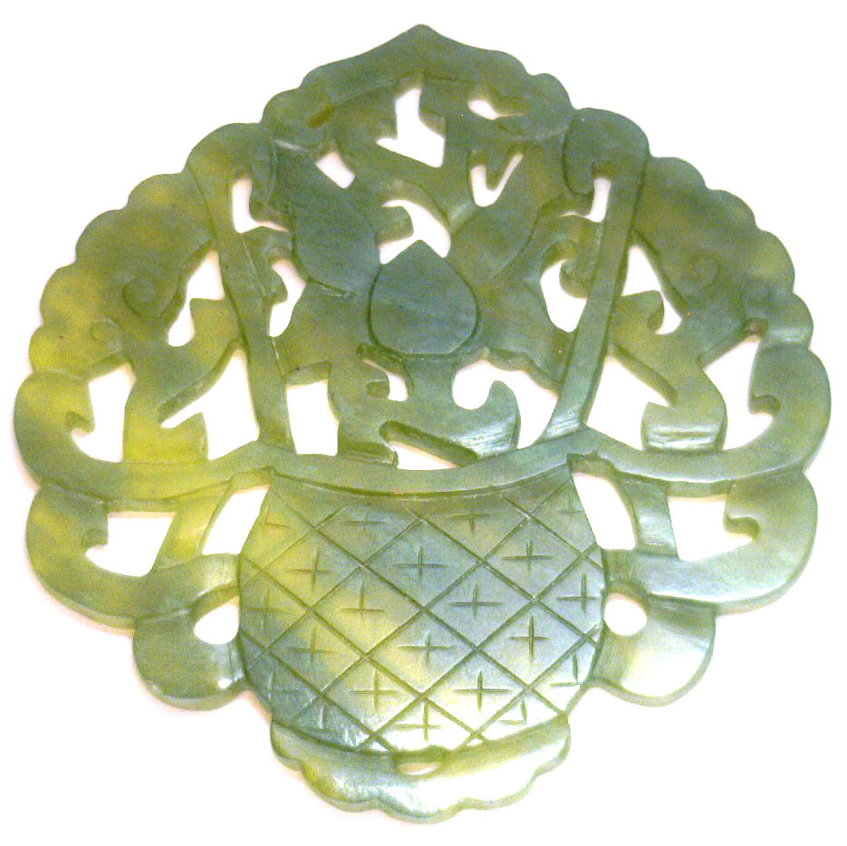 Green chalcedony carved lotus vase coaster