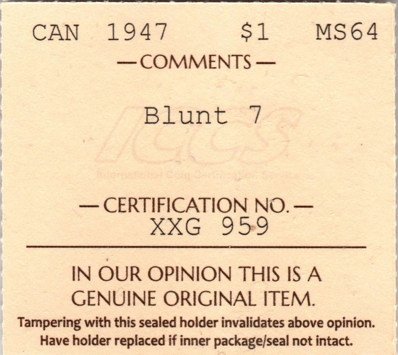 fullMatchVisible1947 Blunt 7MS64ICCS