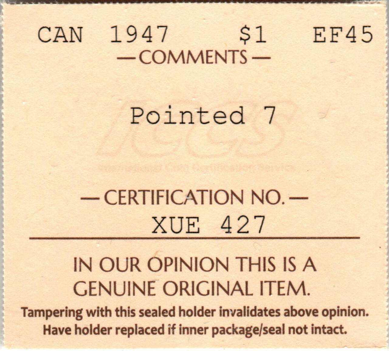 fullMatchVisible1947 Pointed 7EF45ICCS