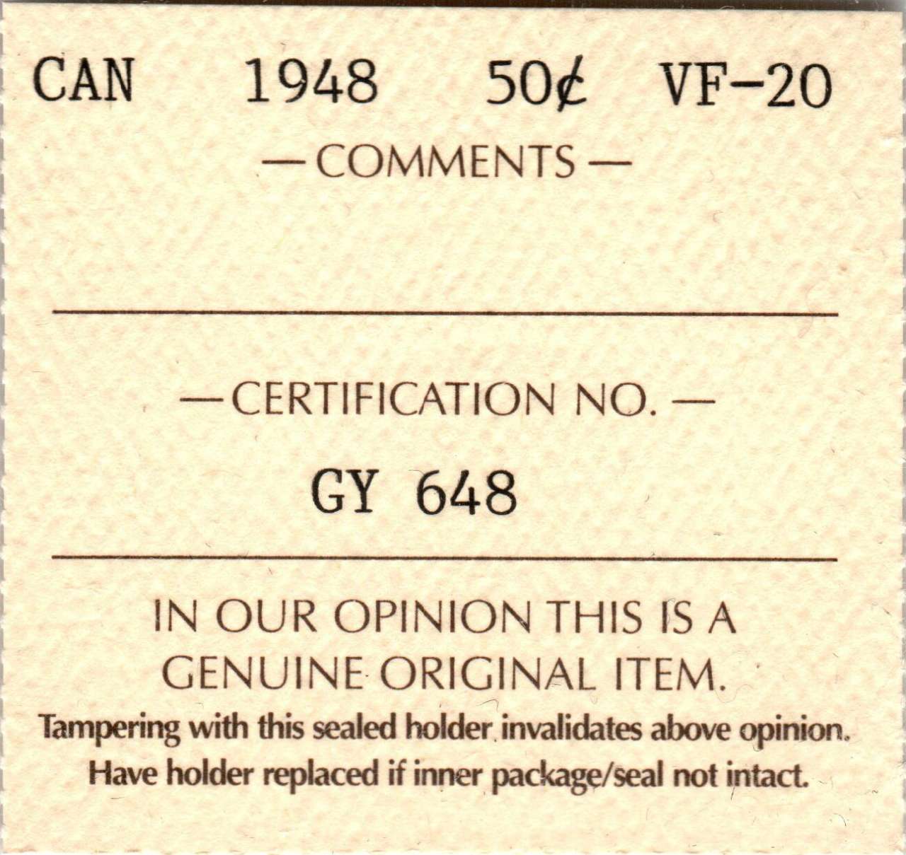 fullMatchVisible1948VF20ICCS
