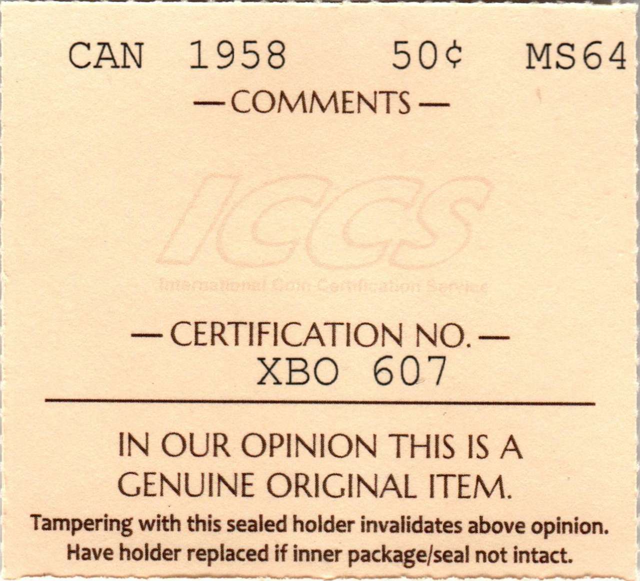 fullMatchVisible1958MS64ICCS