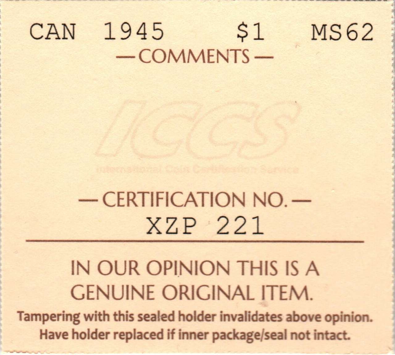 fullMatchVisible1945MS62ICCS