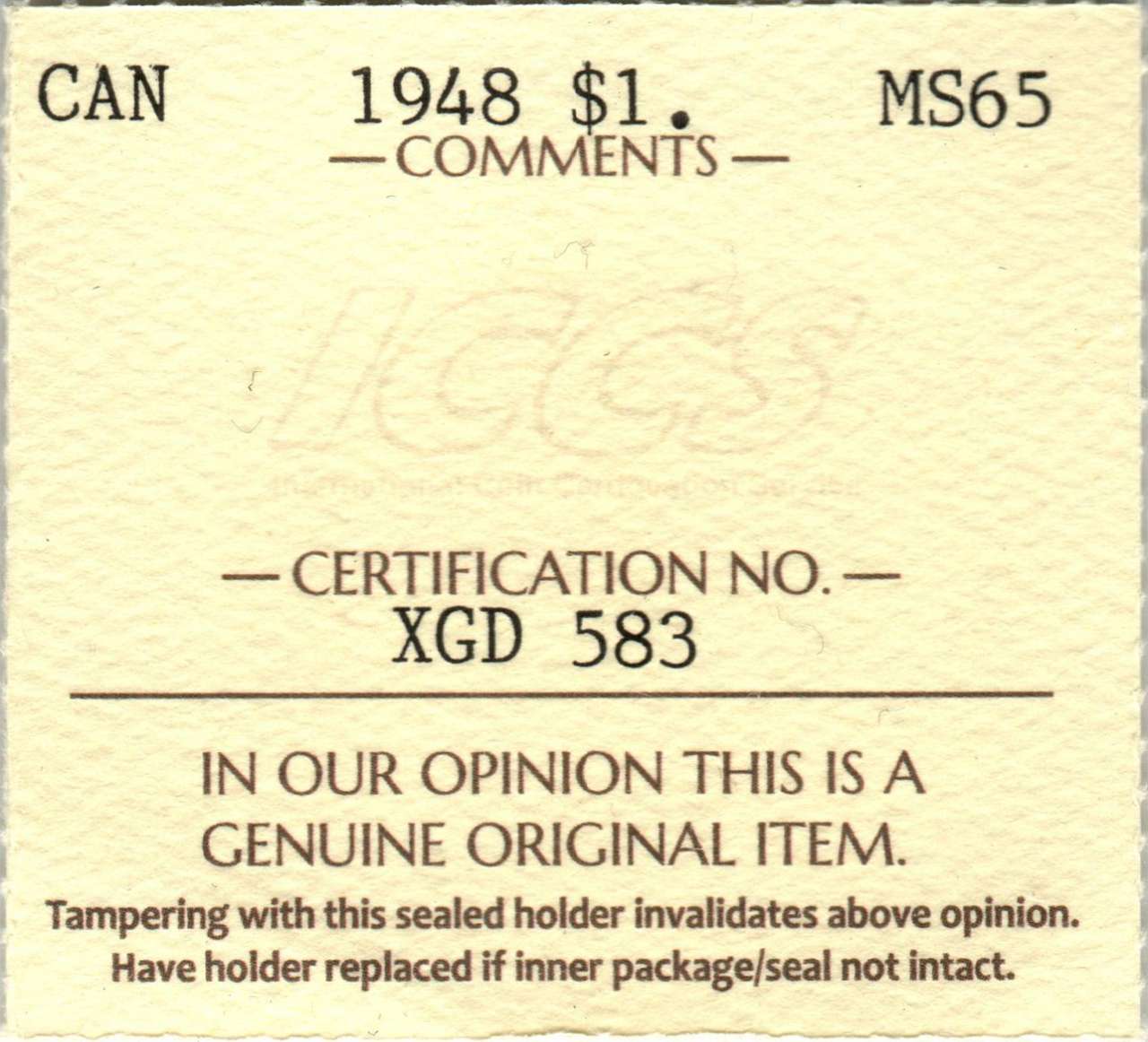 fullMatchVisible1948MS65ICCS