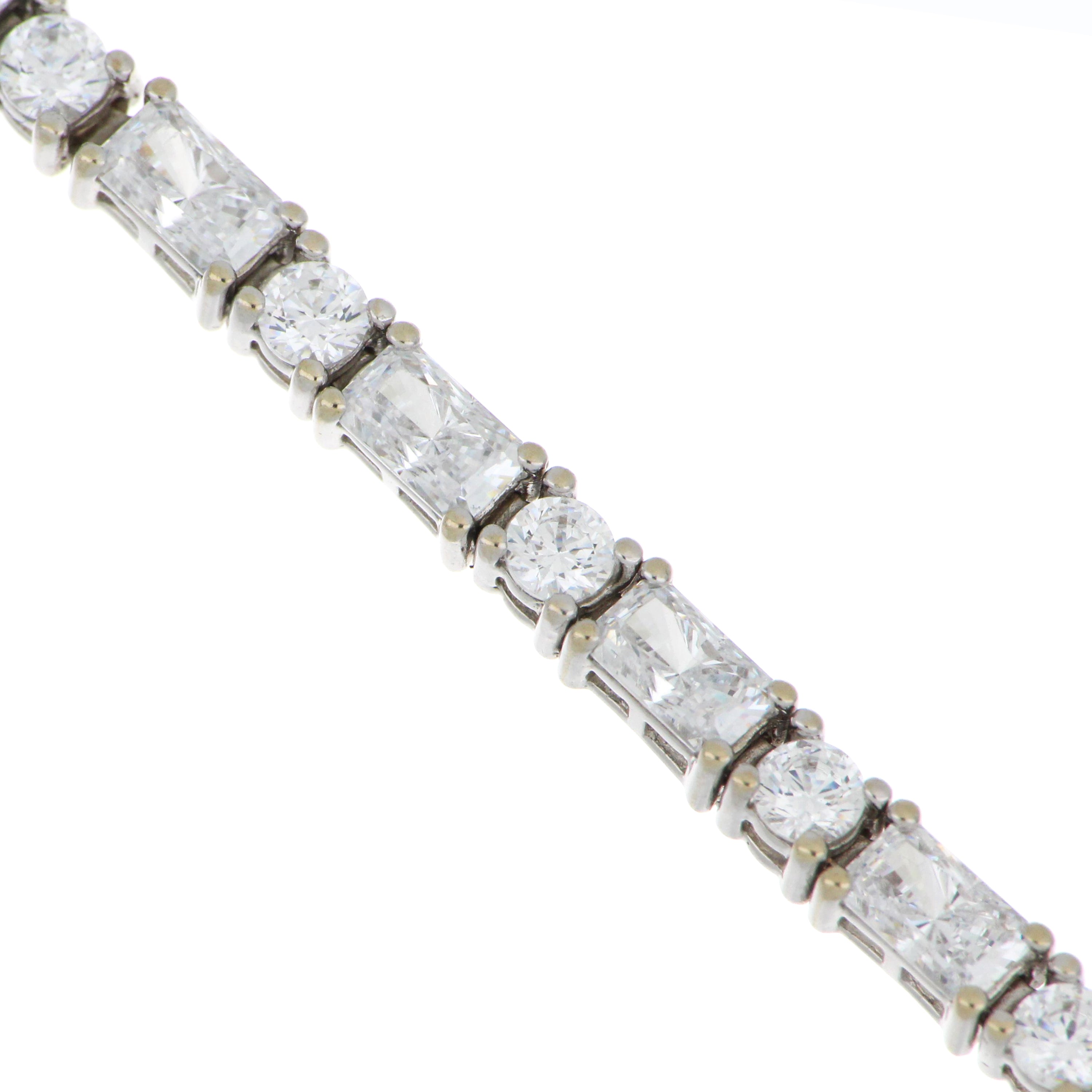 Estate white gold bracelet set with cubic zirconia gems