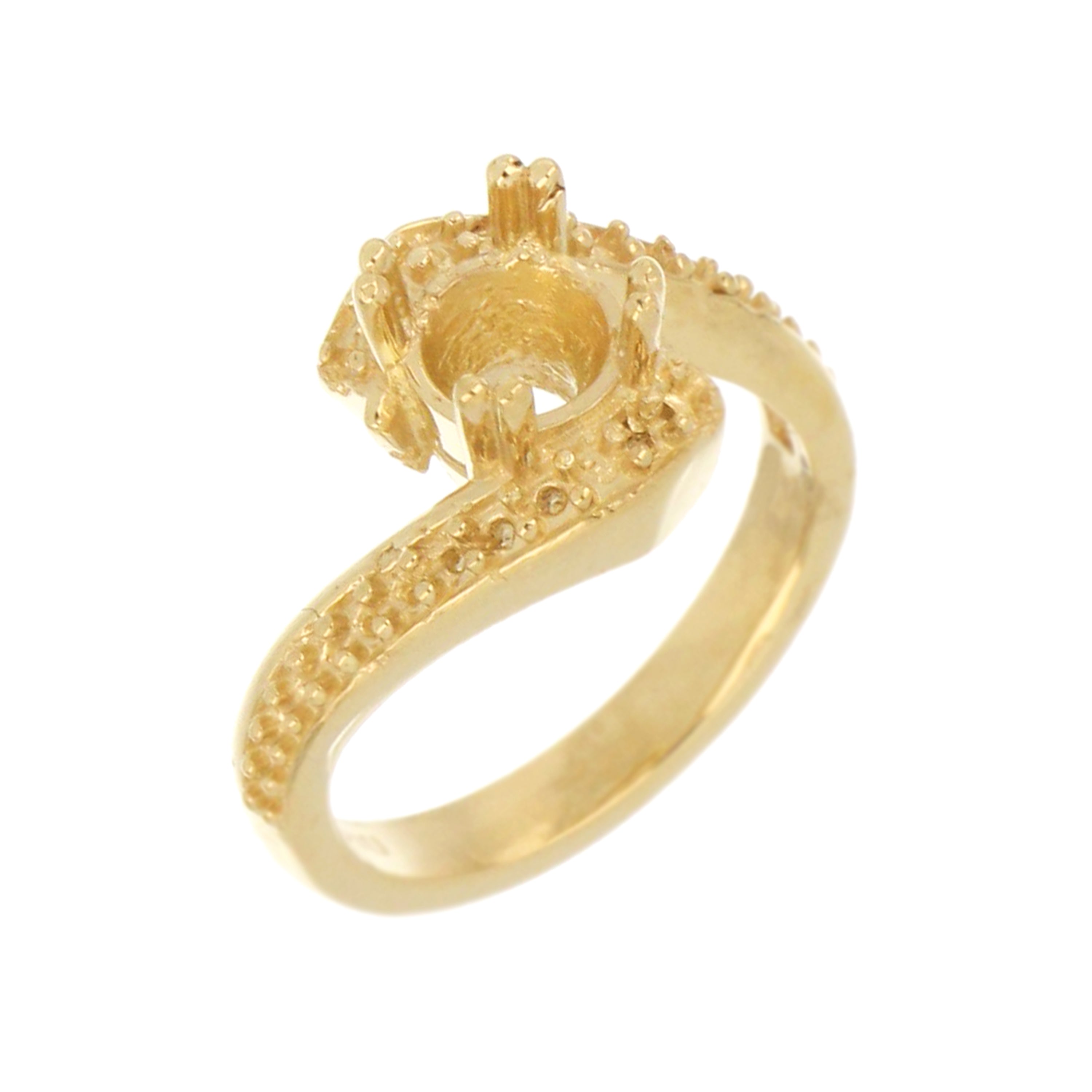 Side view of J&M gold ring mounting for 7mm round stone