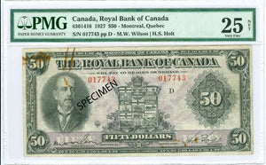 Canada 1927 $50 Canadian Chartered Note