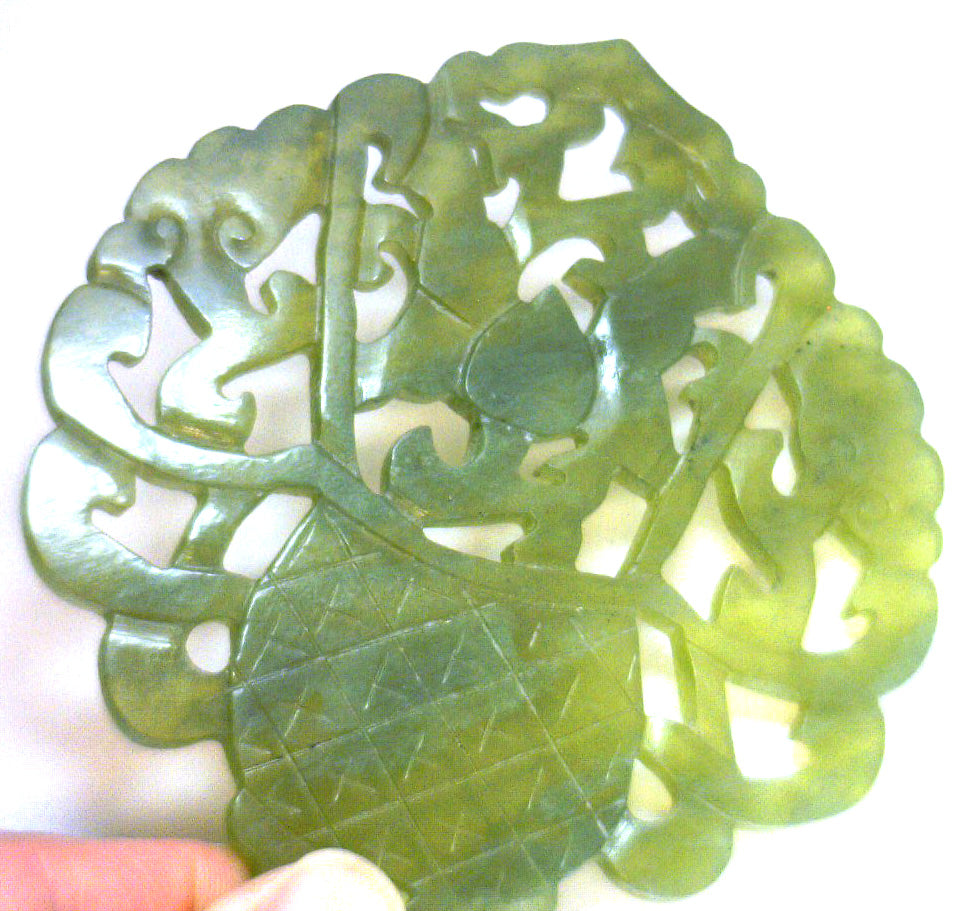 Antique chalcedony openwork carving, top view