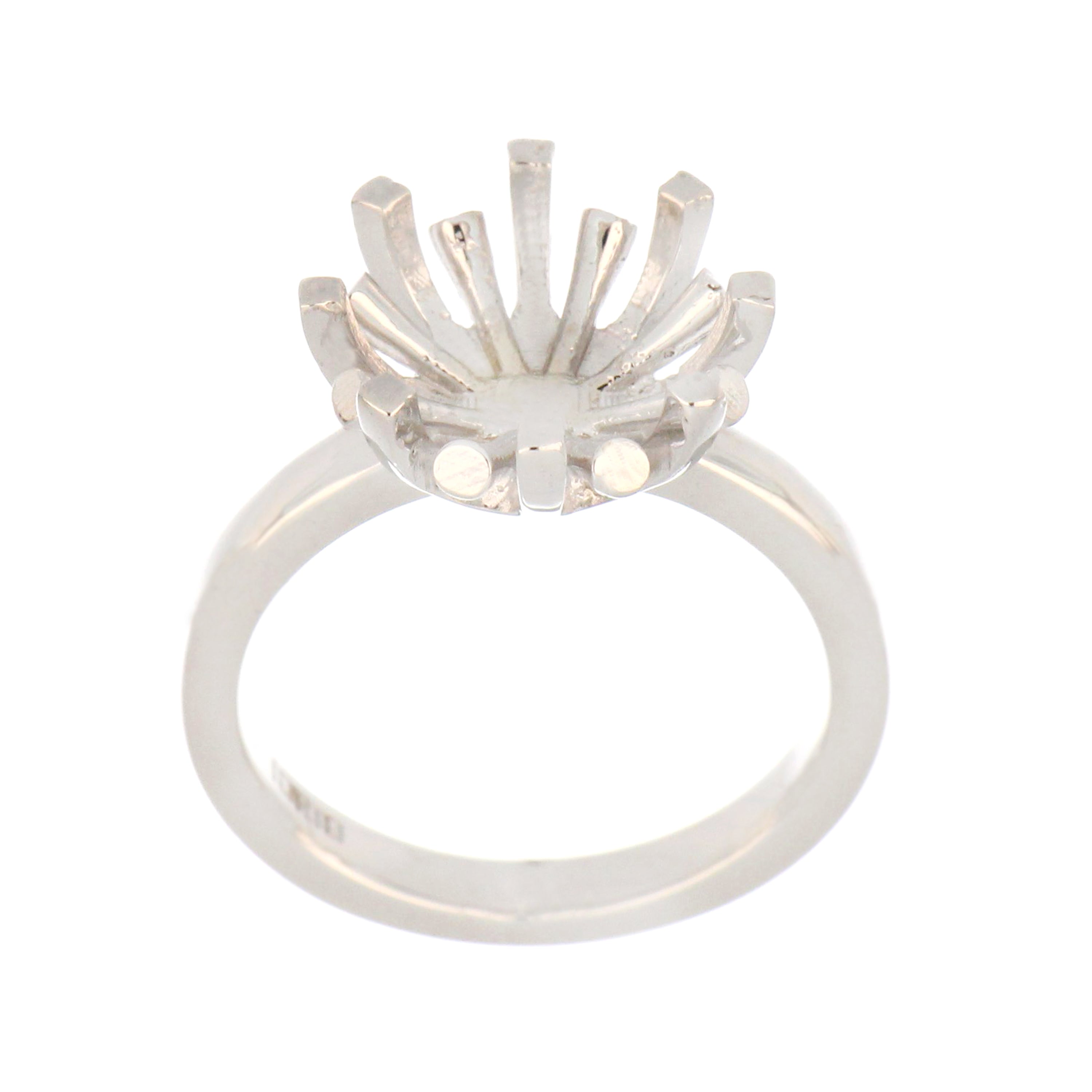 14kt white gold pearl ring mounting with open crown setting