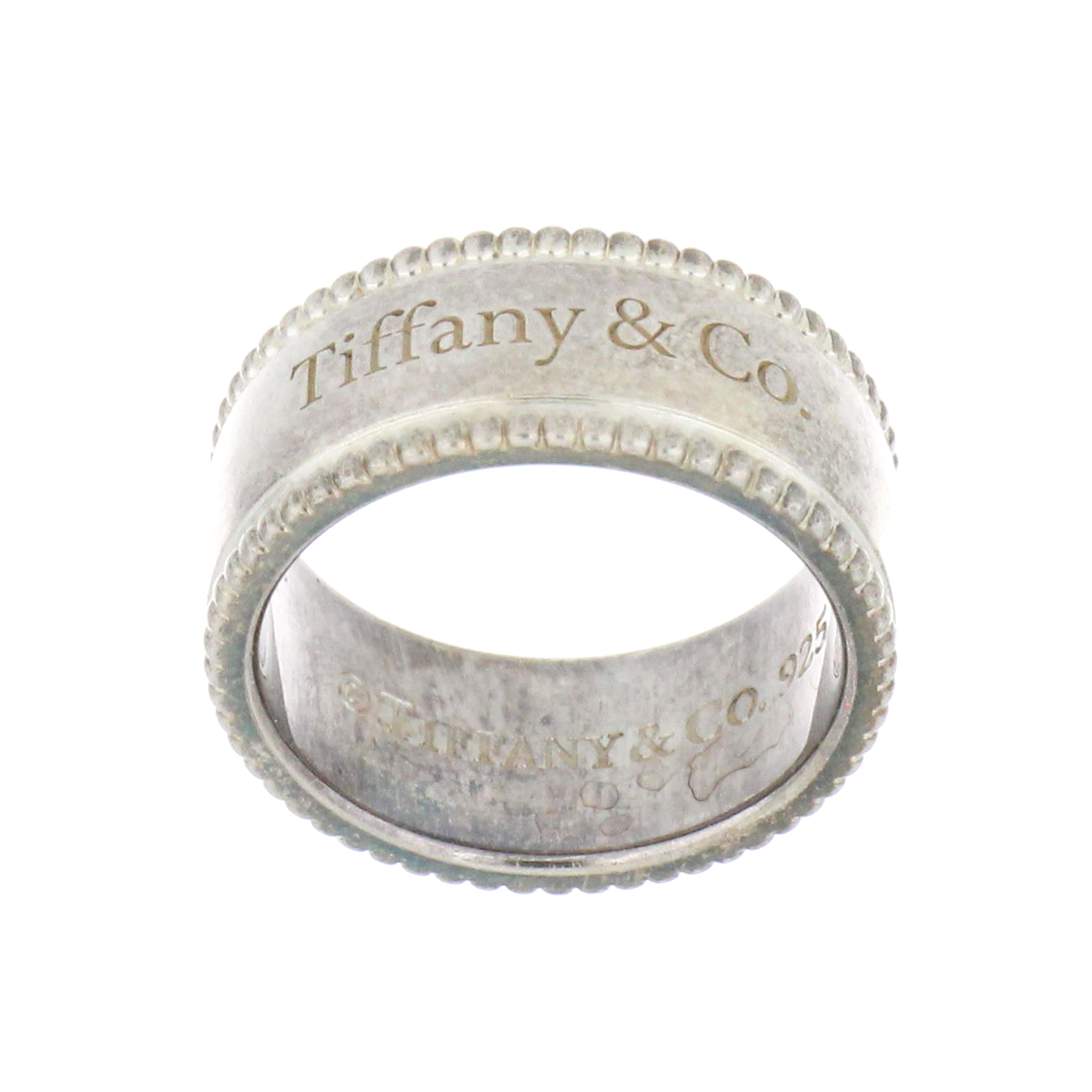 Tiffany & Co. sterling silver band ring with beaded edges, size 4.5