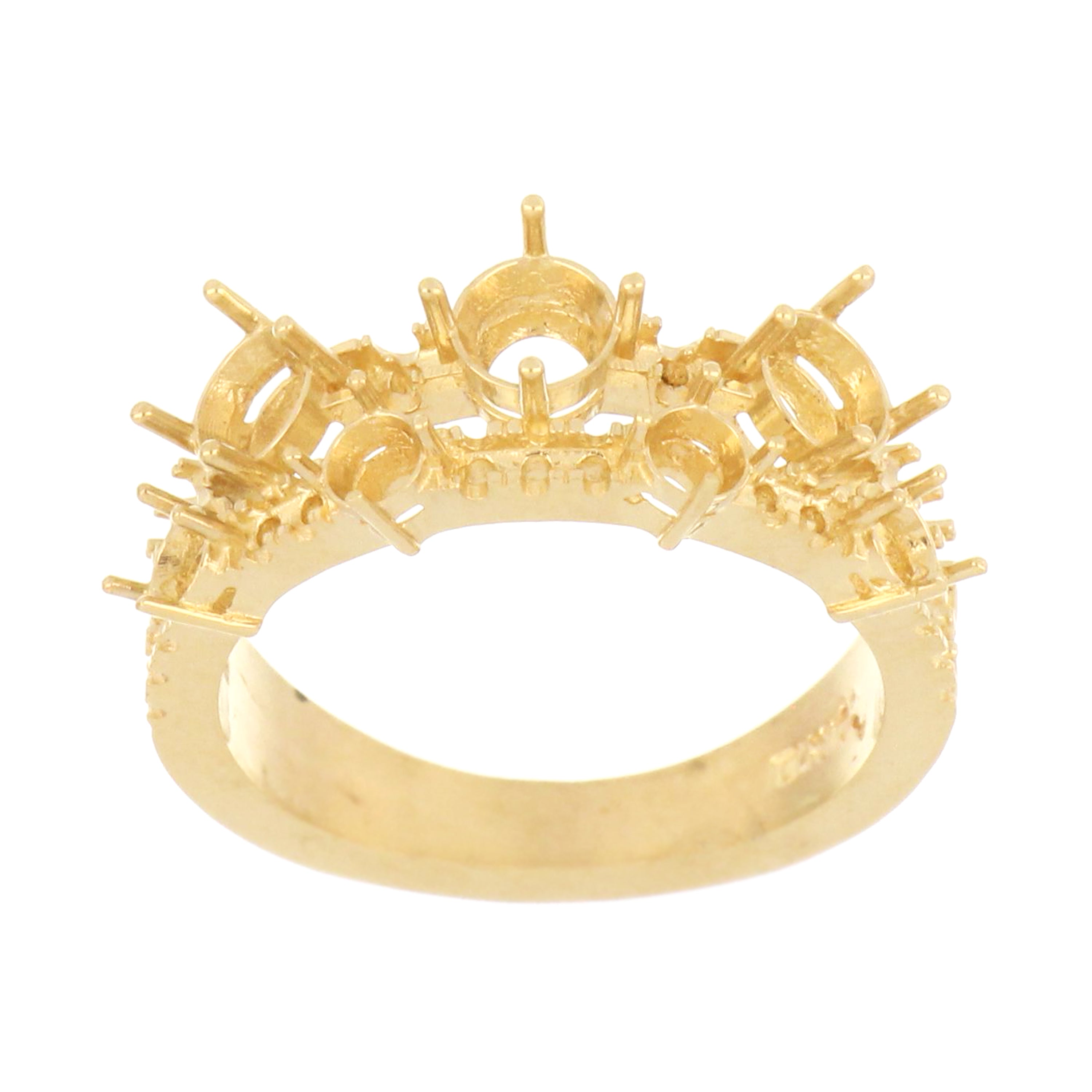 Custom jewelry mounting in 14kt yellow gold for multi-stone diamond or gem ring