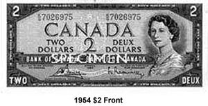 Canada 1954 $2 'Devil's Face' Note