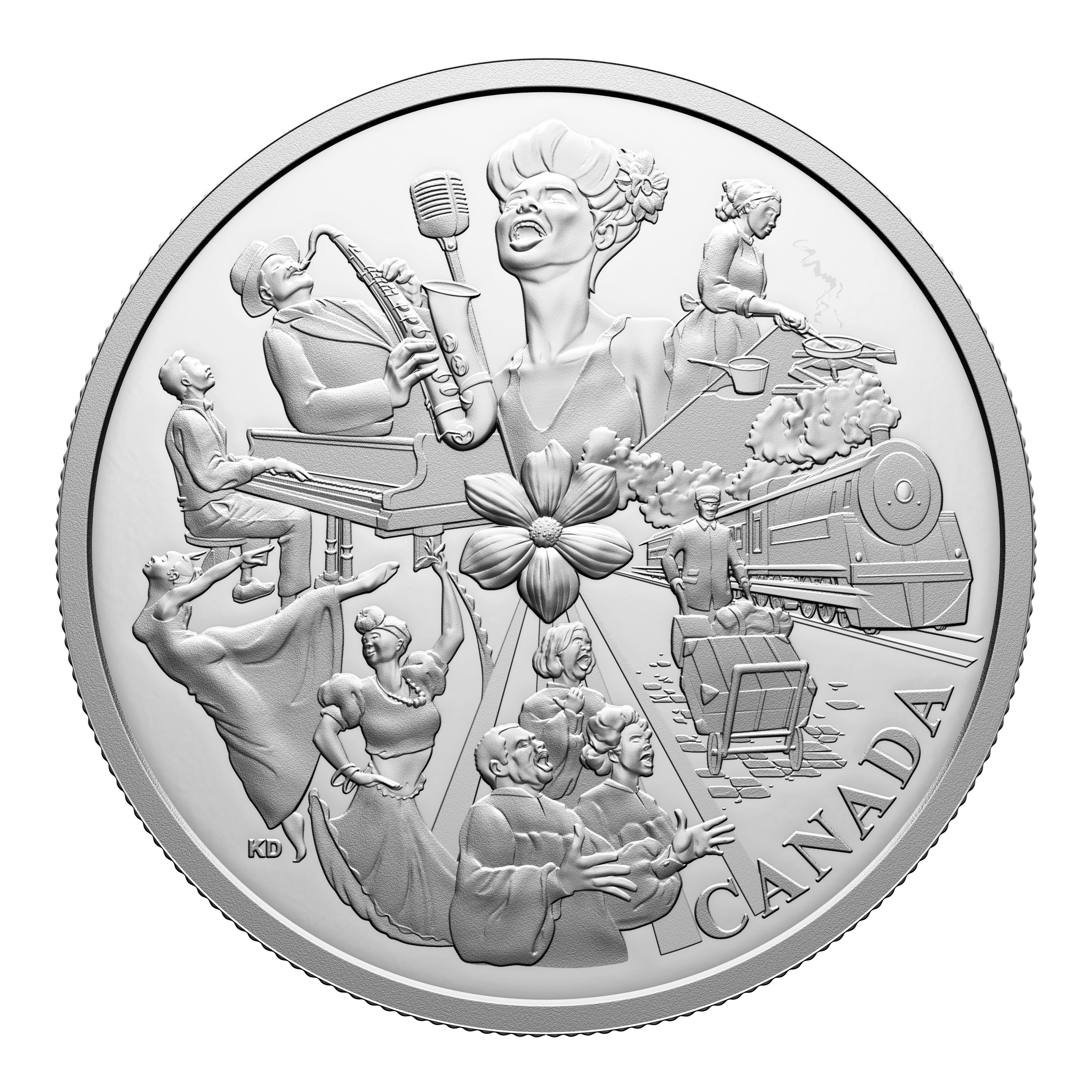 2025 Canadian $20 fine silver coin with Hogan's Alley design, proof finish, obverse angle showing detailed engraving