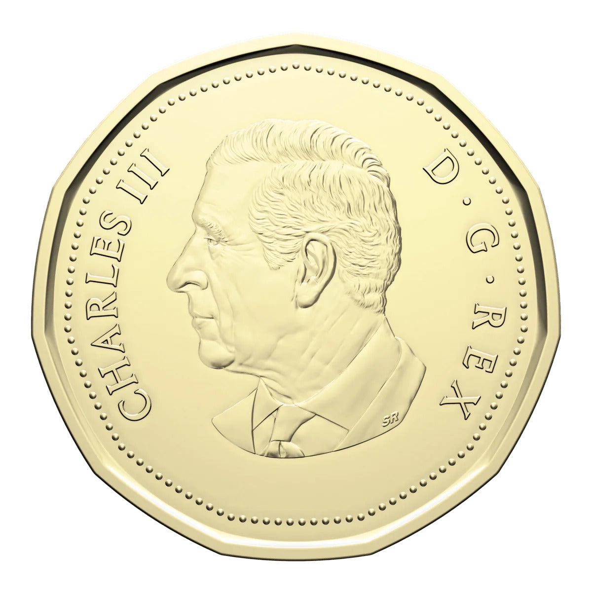 Reverse side of polar bear-themed $1 coin from 2025 Birthday Gift Set showing detailed Canadian wildlife motif