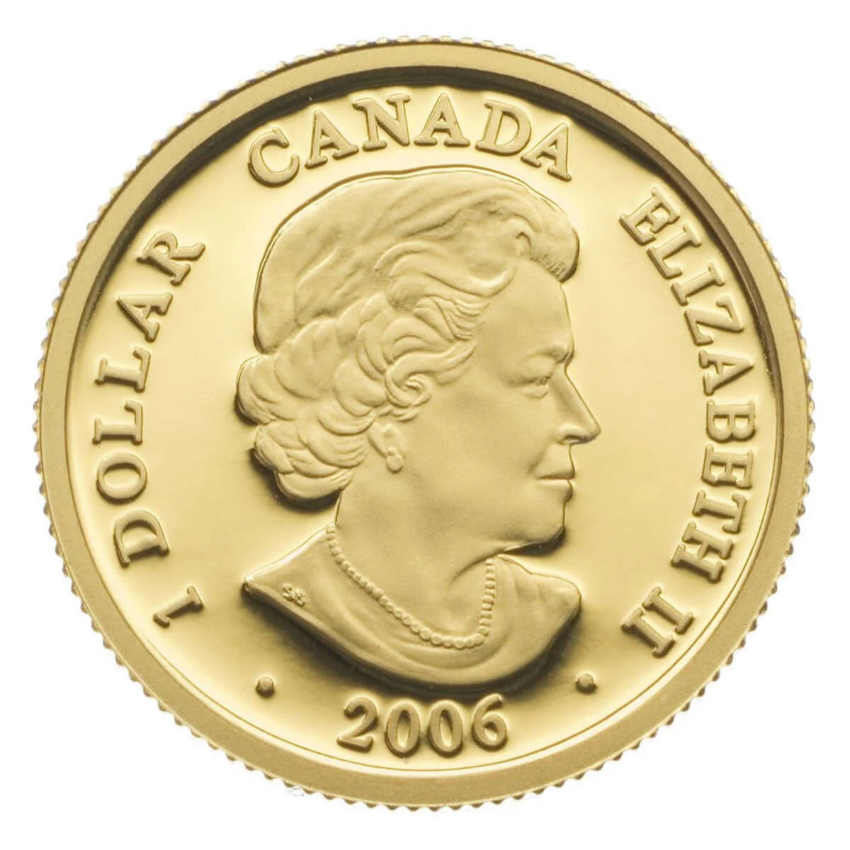 Reverse side of 2006 Canada Gold Louis coin highlighting denomination $1 and proof finish