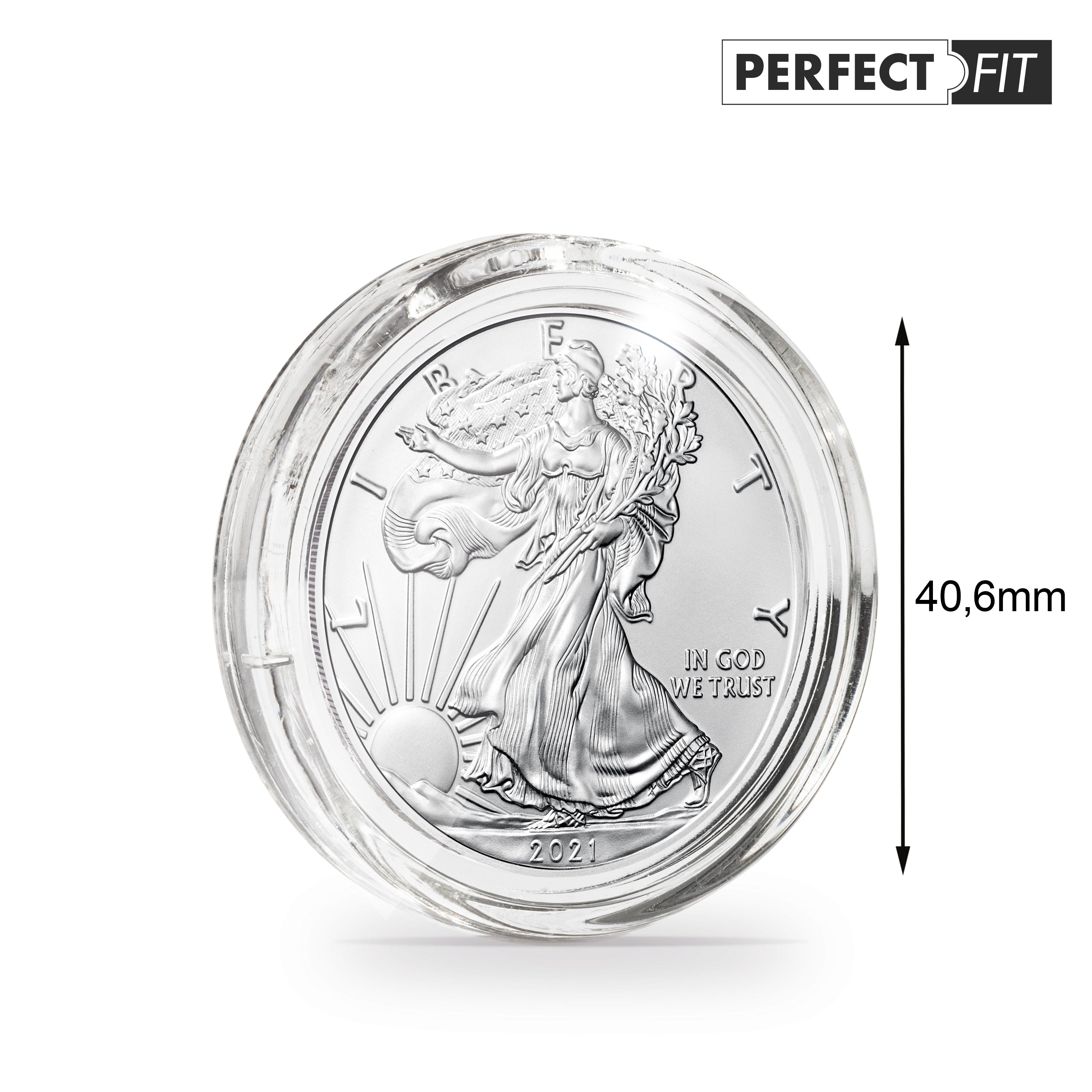 ULTRA coin capsules Perfect Fit for 1 oz. Silver 40,6 mm e.g.American Eagle (365 299), pack of 10