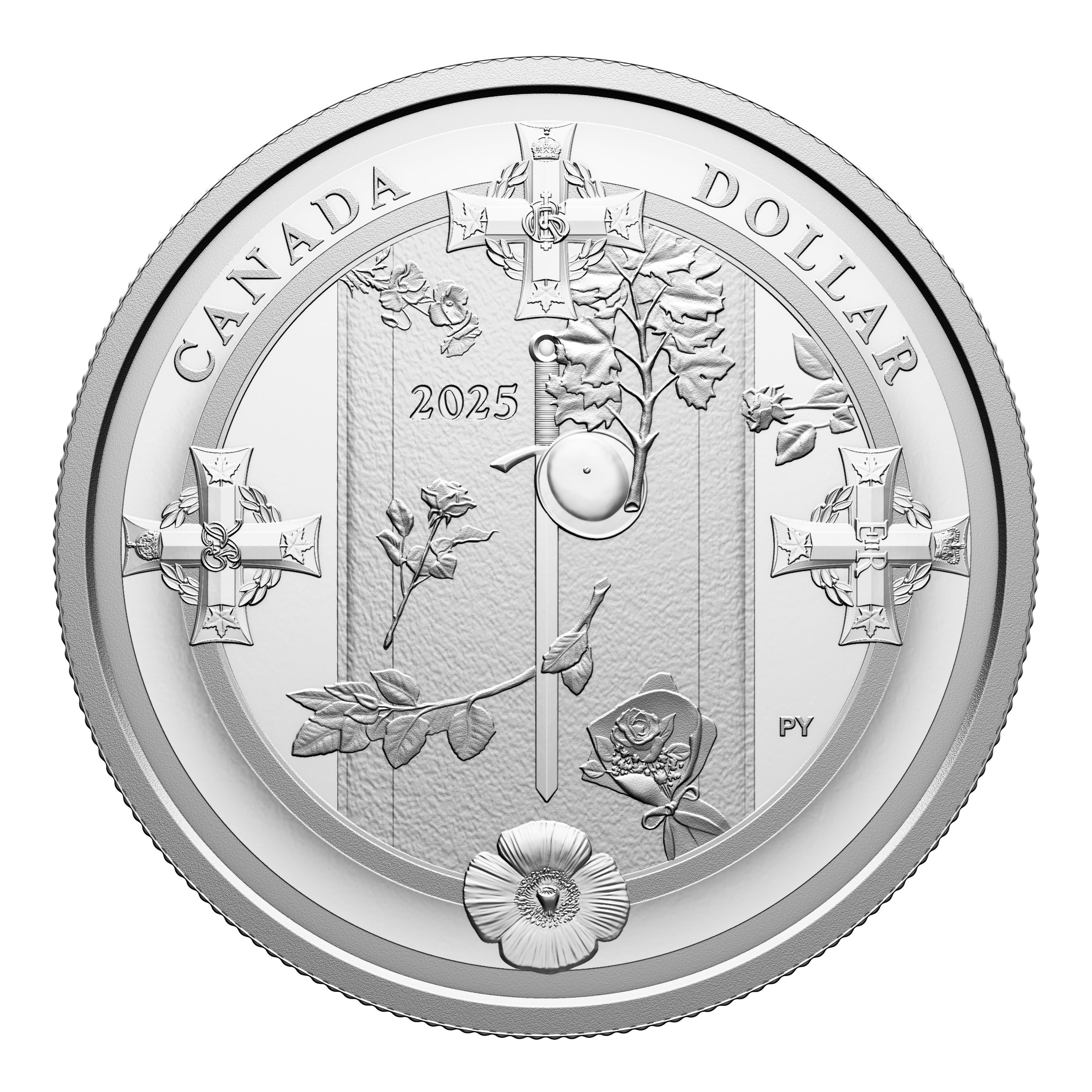 2025 Canadian $1 proof silver coin featuring the Tomb of the Unknown Soldier, showing detailed granite monument motif and proof finish